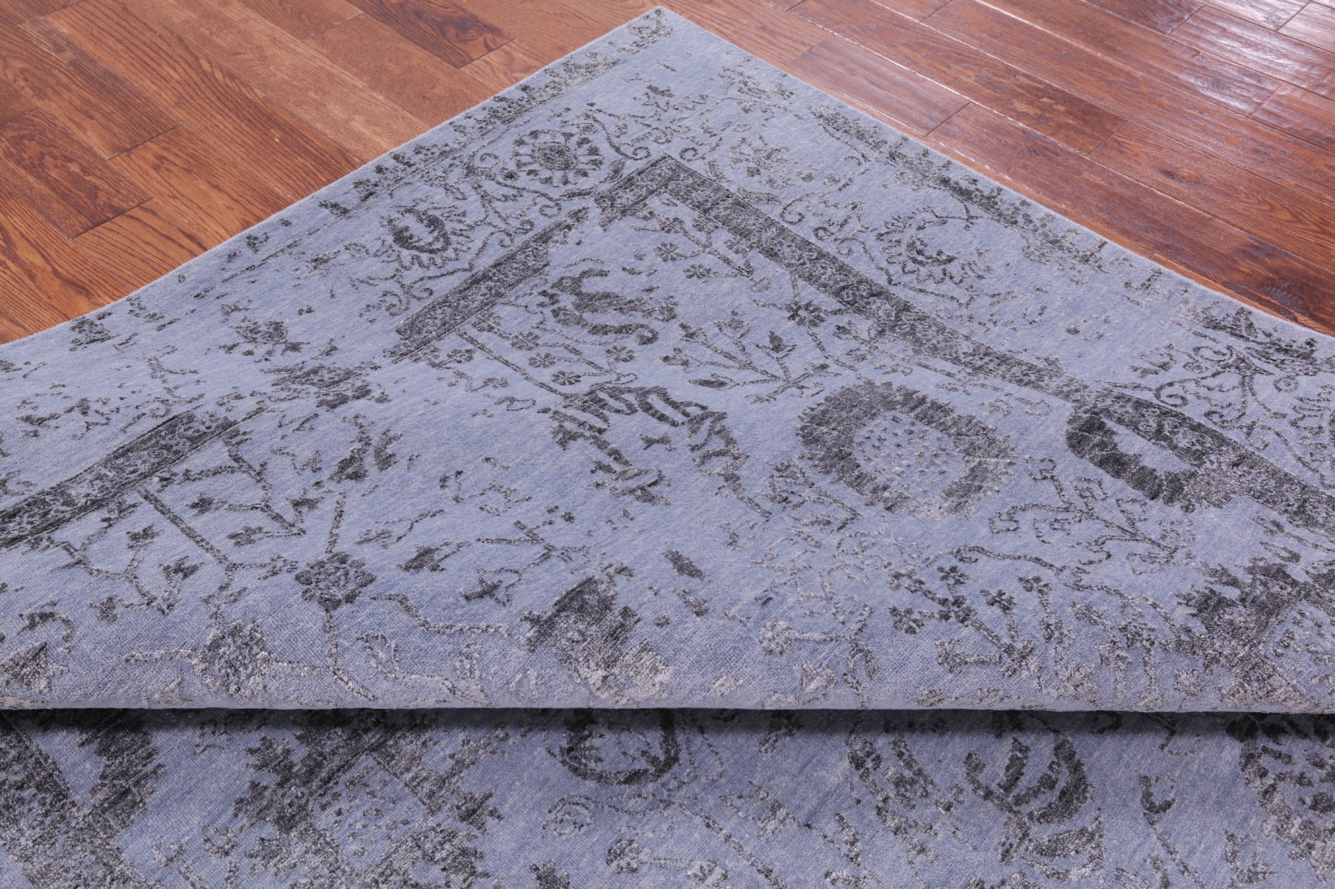 Grey Persian Tabriz Hand Knotted Wool & Silk Rug - 7' 11" X 10' 3" - Golden Nile