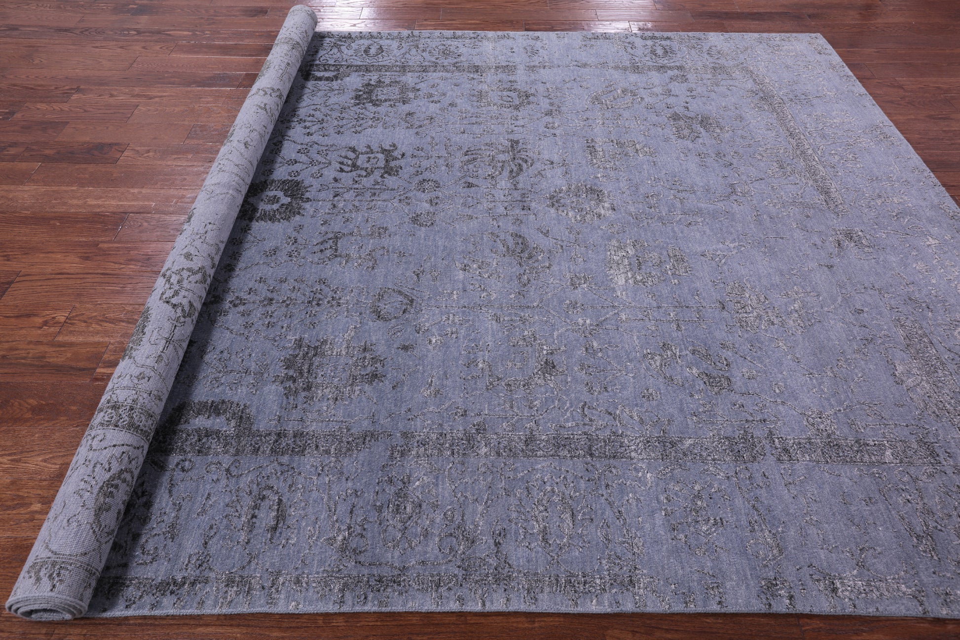 Grey Persian Tabriz Hand Knotted Wool & Silk Rug - 7' 11" X 10' 3" - Golden Nile