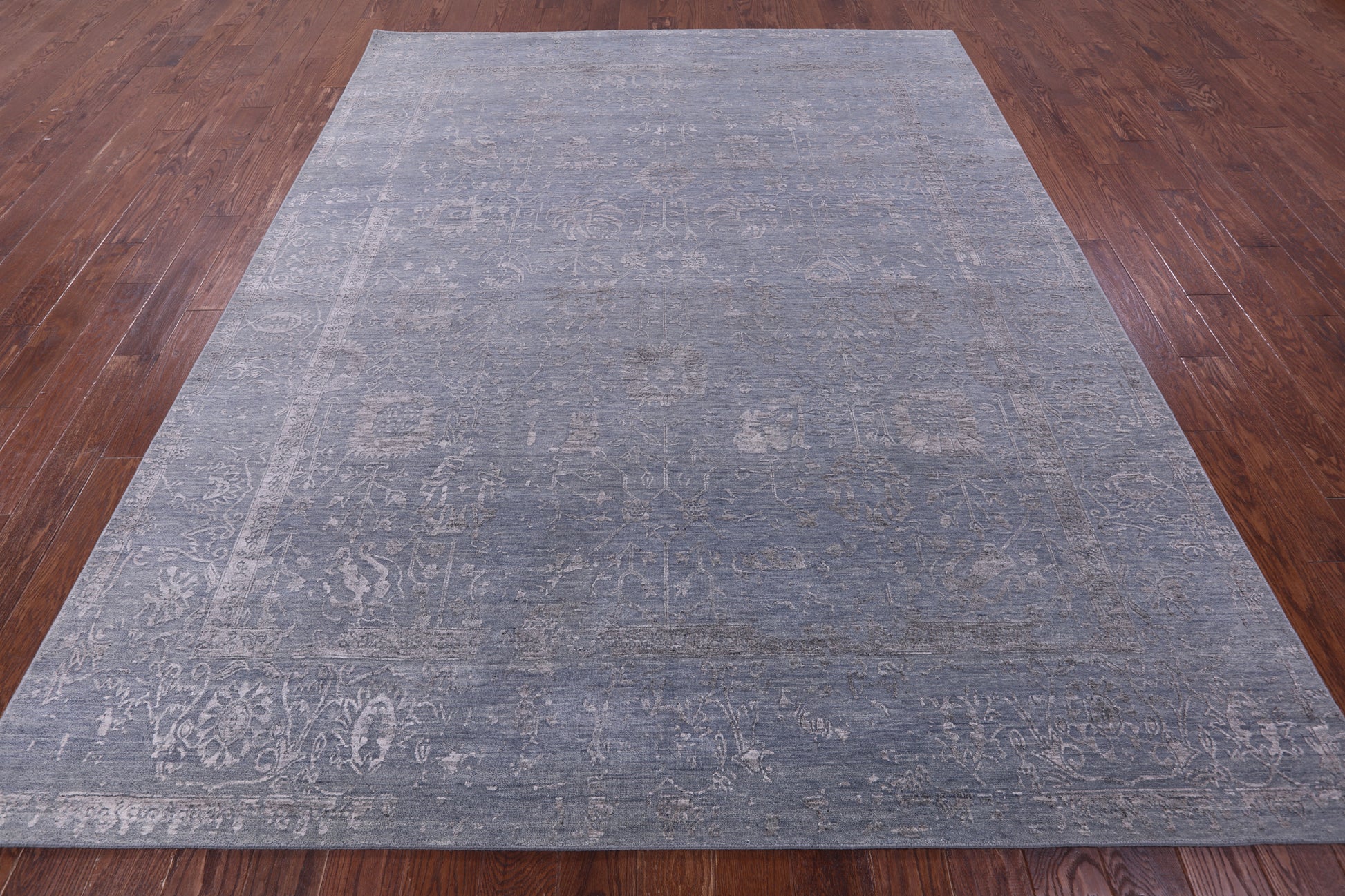 Grey Persian Tabriz Hand Knotted Wool & Silk Rug - 8' 0" X 10' 1" - Golden Nile