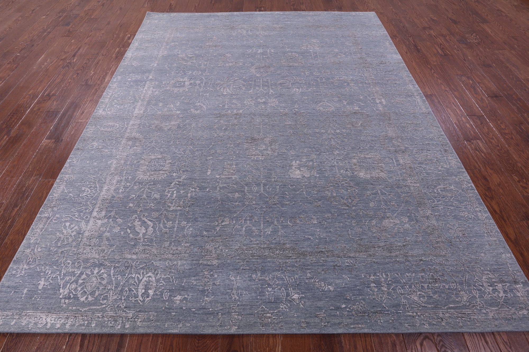 Grey Persian Tabriz Hand Knotted Wool & Silk Rug - 8' 0" X 10' 1" - Golden Nile