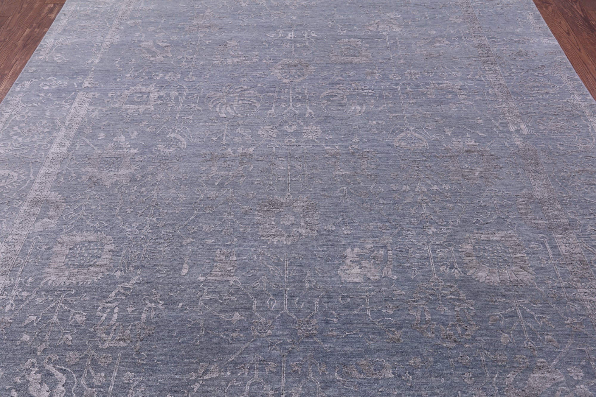 Grey Persian Tabriz Hand Knotted Wool & Silk Rug - 8' 0" X 10' 1" - Golden Nile