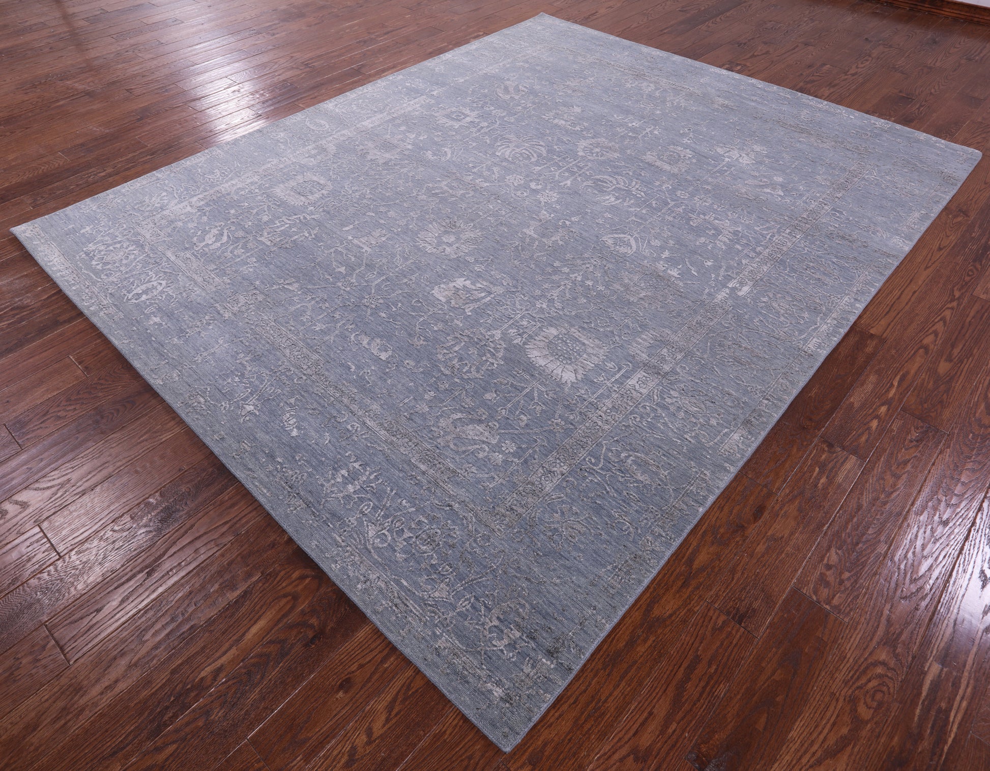 Grey Persian Tabriz Hand Knotted Wool & Silk Rug - 8' 0" X 10' 1" - Golden Nile