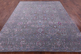 Grey Persian Tabriz Hand Knotted Wool & Silk Rug - 8' 0" X 9' 9" - Golden Nile
