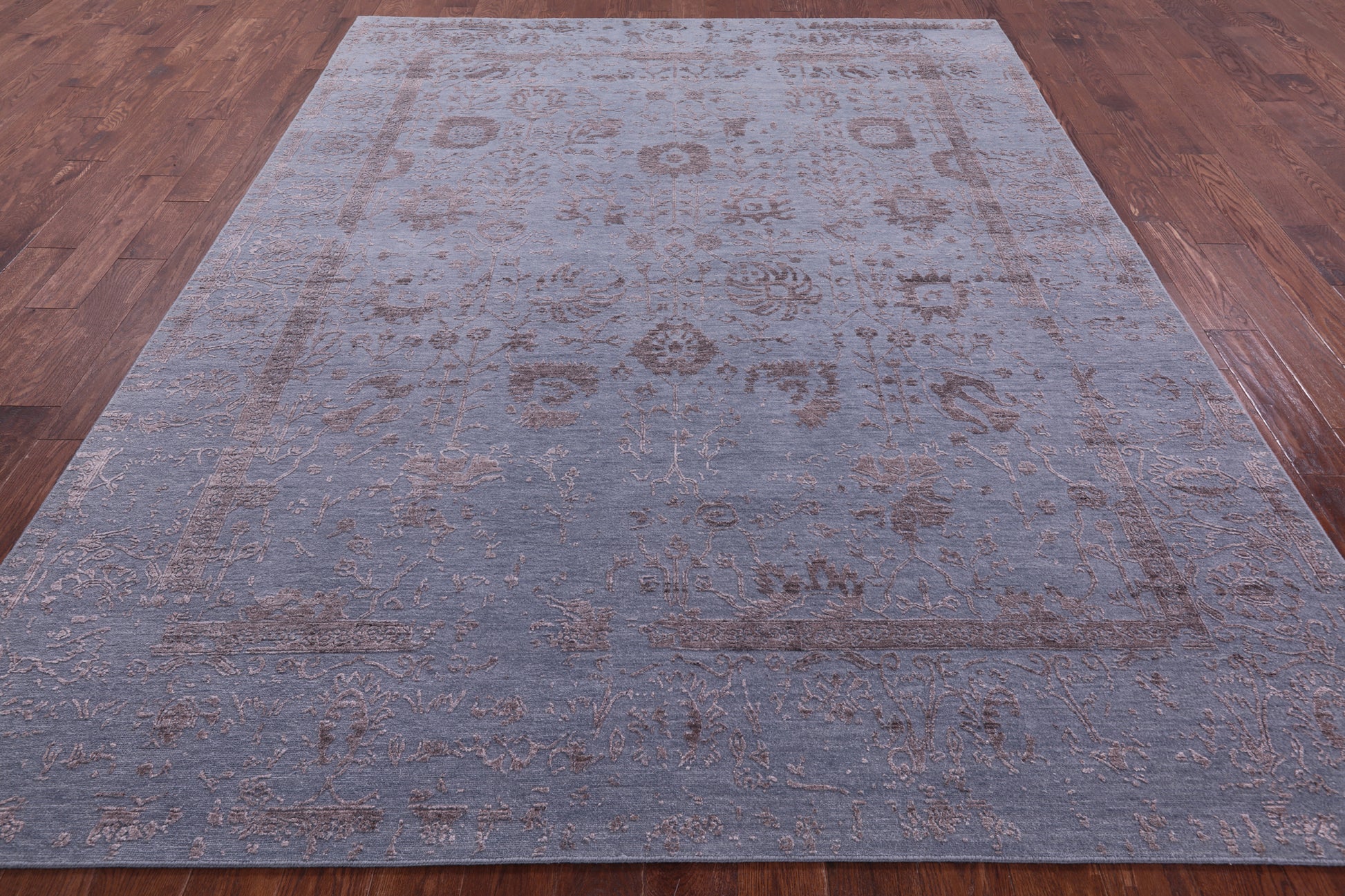 Grey Persian Tabriz Handmade Wool & Silk Rug - 7' 11" X 10' 1" - Golden Nile
