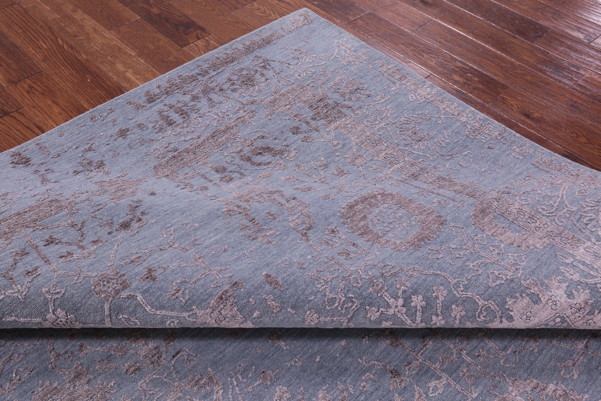 Grey Persian Tabriz Handmade Wool & Silk Rug - 7' 11" X 10' 1" - Golden Nile