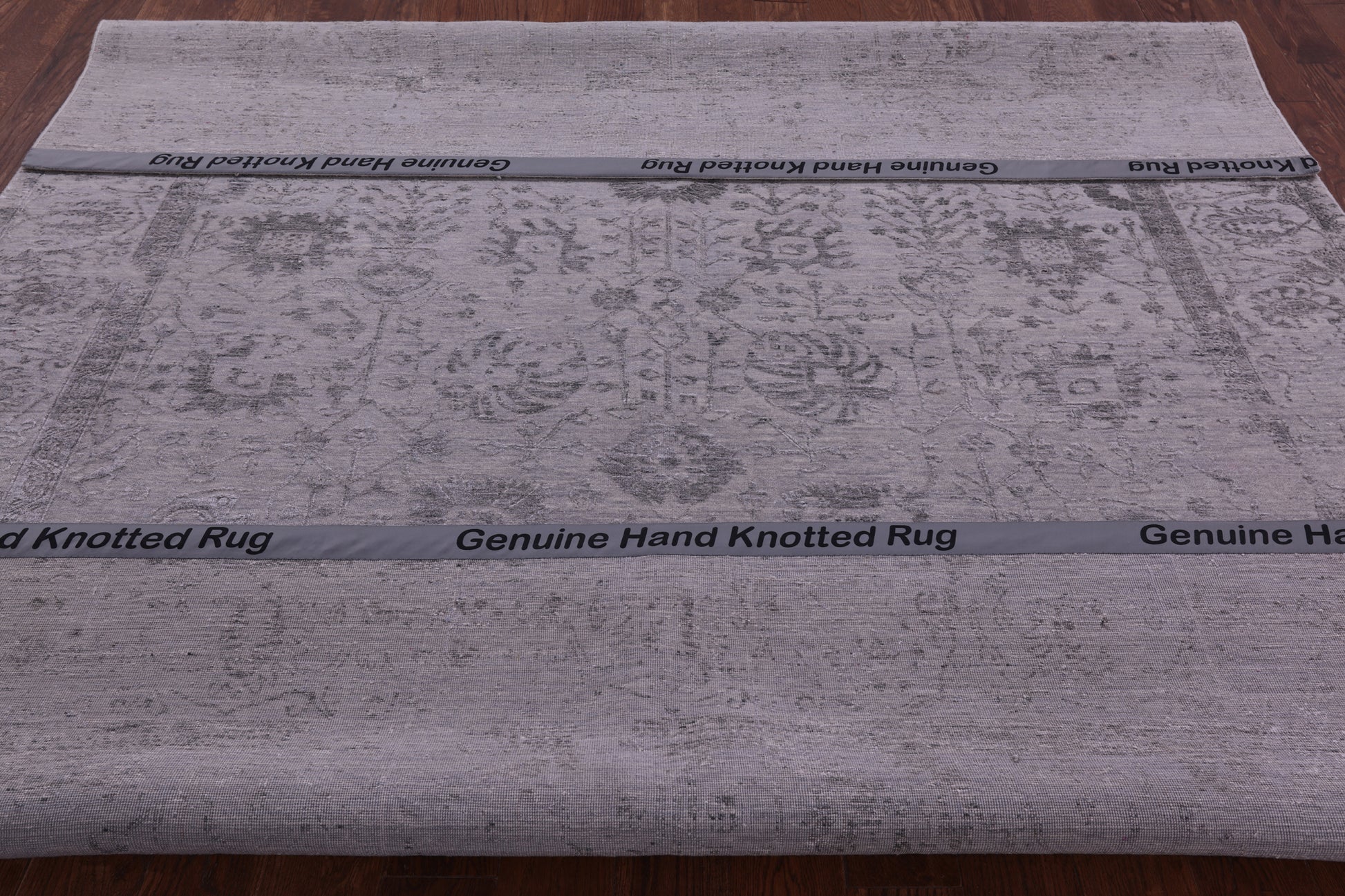 Grey Persian Tabriz Hand Knotted Wool & Silk Rug - 8' 1" X 9' 10" - Golden Nile