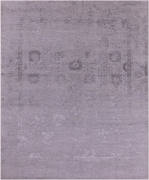 Grey Persian Tabriz Hand Knotted Wool & Silk Rug - 8' 1" X 9' 10" - Golden Nile