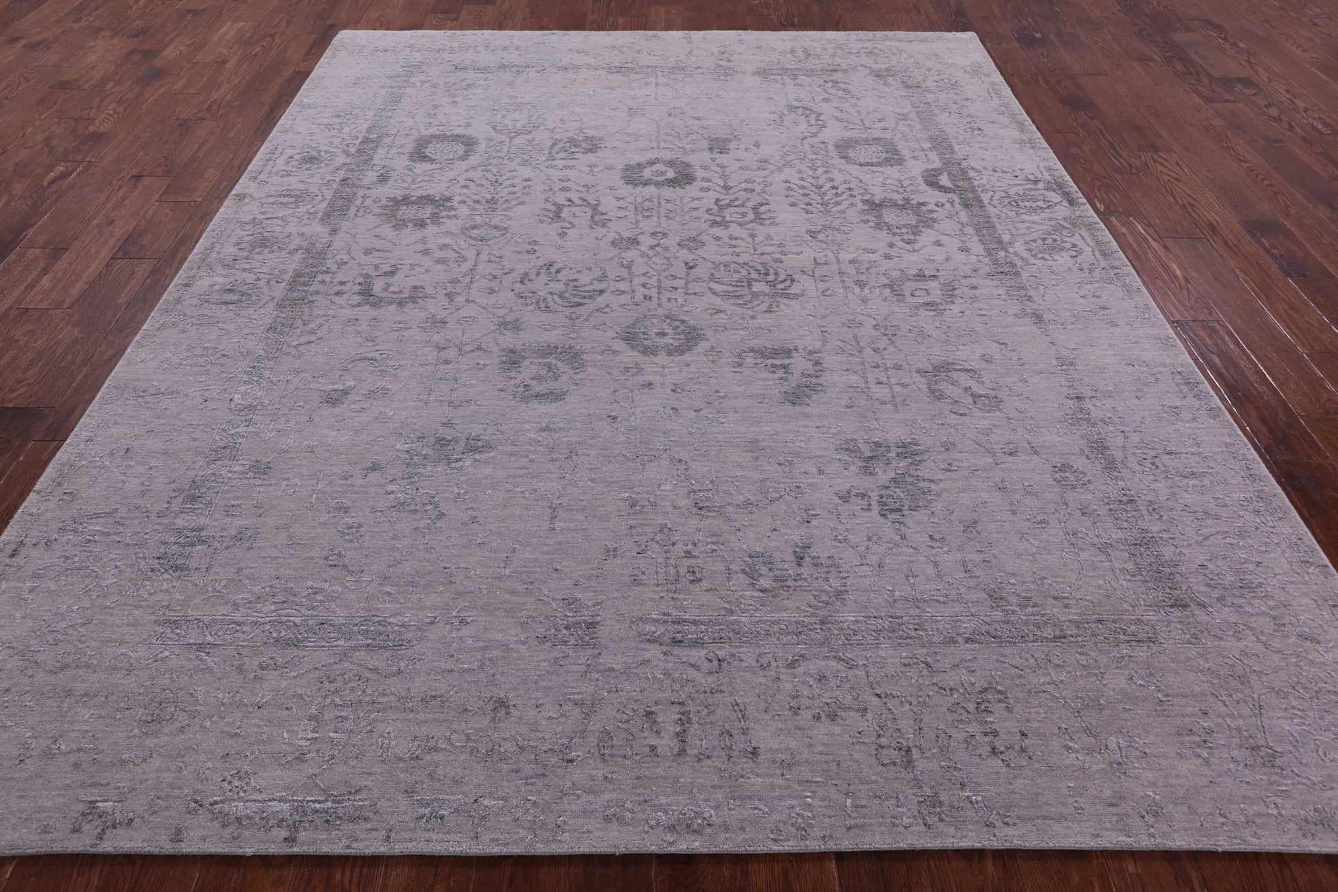 Grey Persian Tabriz Hand Knotted Wool & Silk Rug - 8' 1" X 9' 10" - Golden Nile