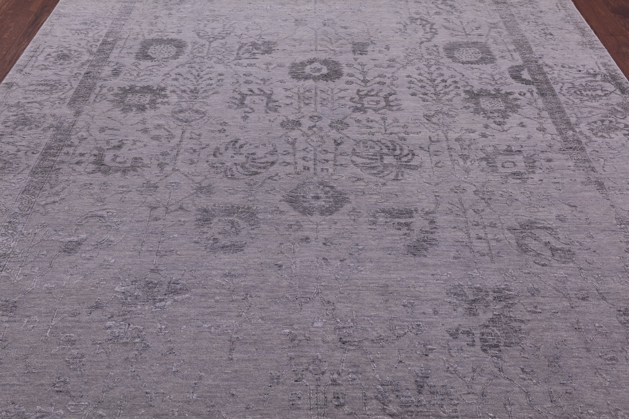 Grey Persian Tabriz Hand Knotted Wool & Silk Rug - 8' 1" X 9' 10" - Golden Nile