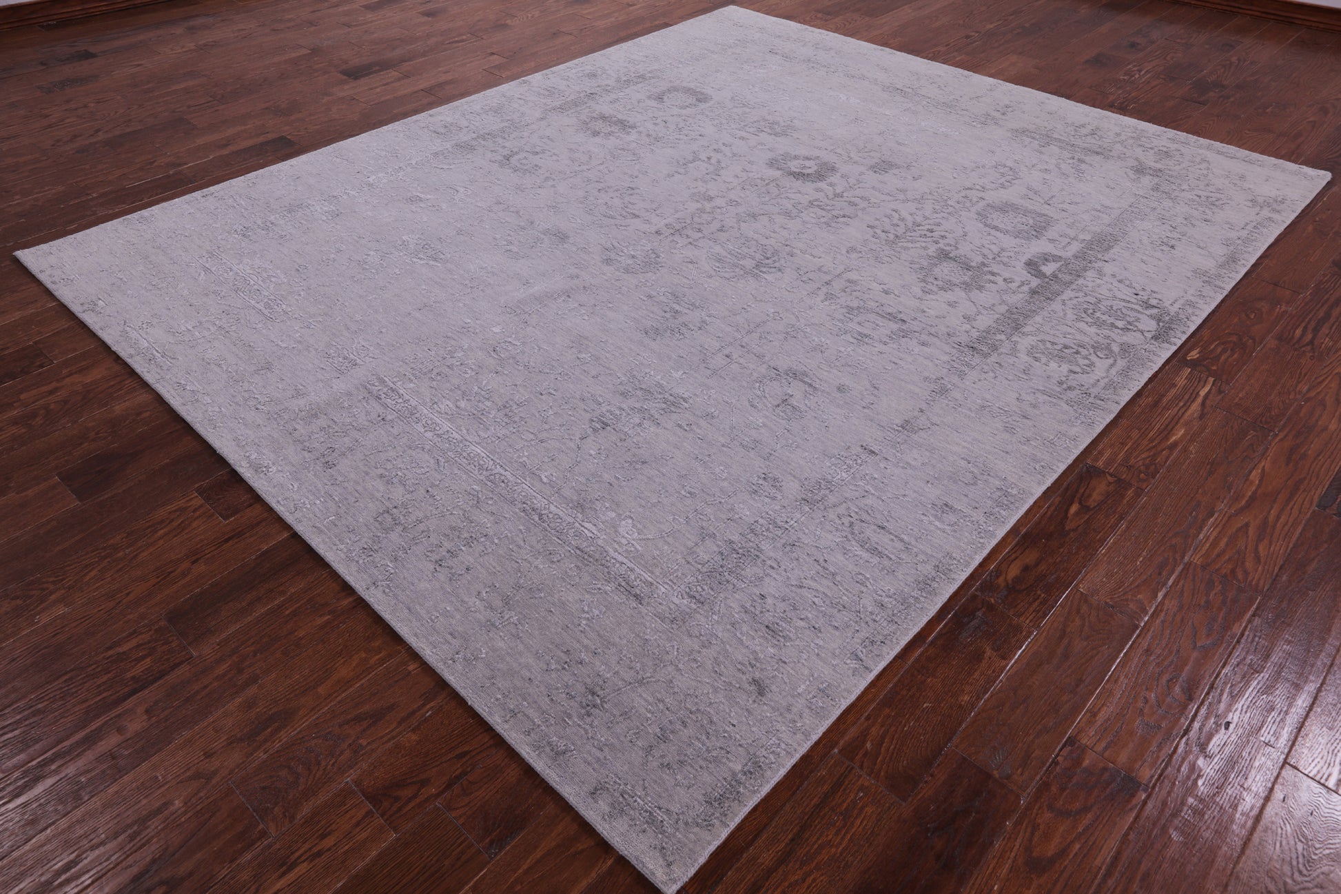 Grey Persian Tabriz Hand Knotted Wool & Silk Rug - 8' 1" X 9' 10" - Golden Nile