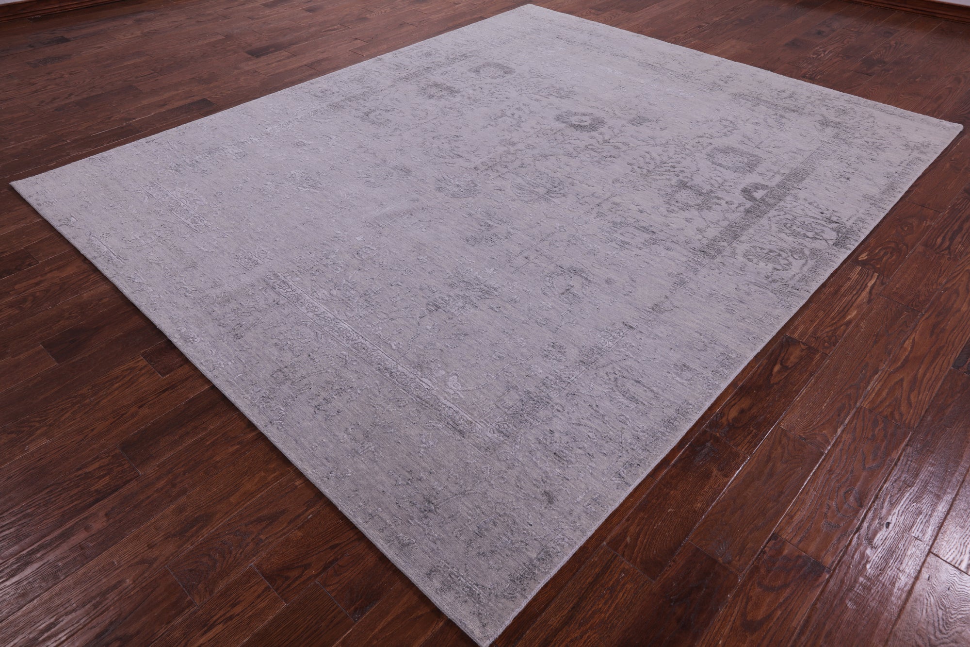 Grey Persian Tabriz Hand Knotted Wool & Silk Rug - 8' 1" X 9' 10" - Golden Nile