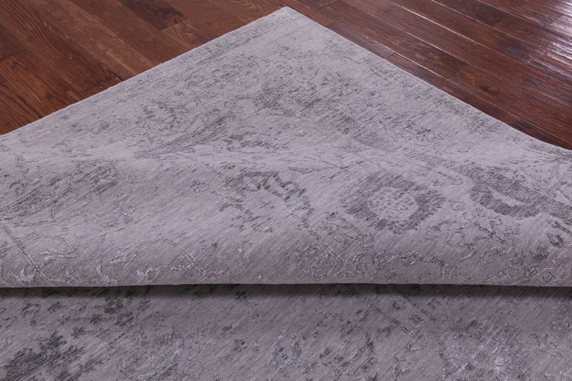 Grey Persian Tabriz Hand Knotted Wool & Silk Rug - 8' 1" X 9' 10" - Golden Nile
