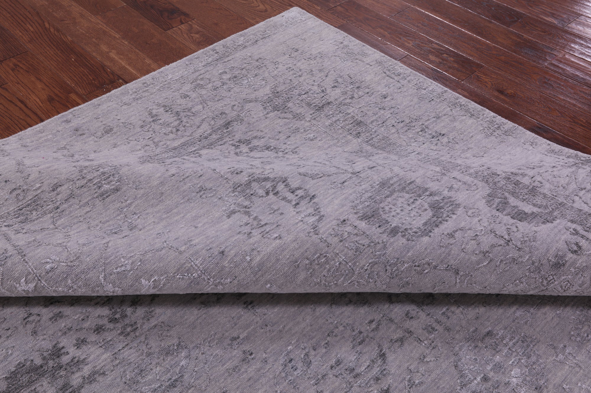 Grey Persian Tabriz Hand Knotted Wool & Silk Rug - 8' 1" X 9' 10" - Golden Nile