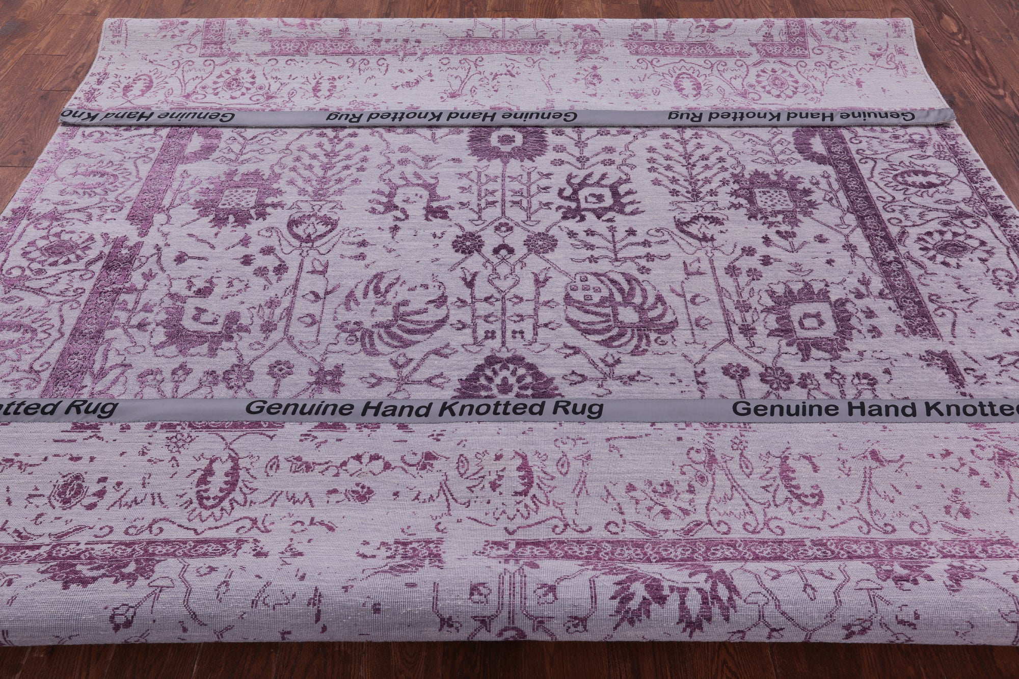 Grey Persian Tabriz Handmade Wool & Silk Rug - 8' 0" X 9' 10" - Golden Nile