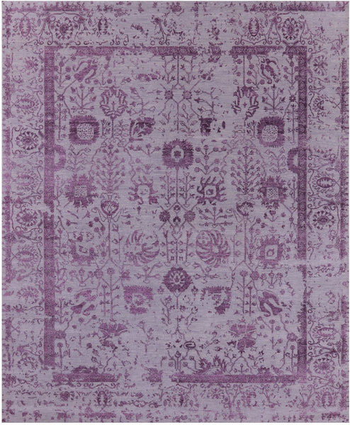 Grey Persian Tabriz Handmade Wool & Silk Rug - 8' 0" X 9' 10" - Golden Nile