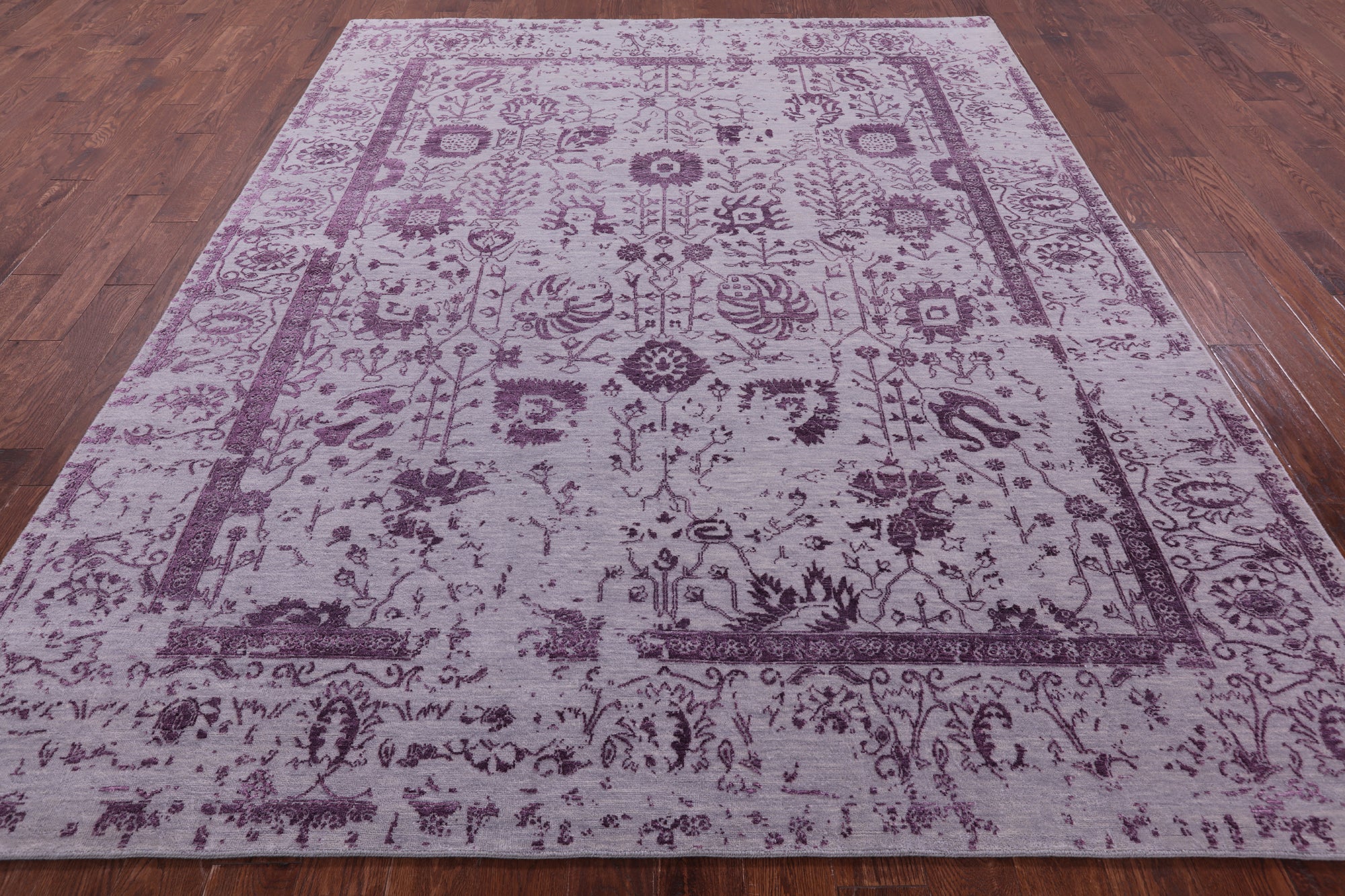 Grey Persian Tabriz Handmade Wool & Silk Rug - 8' 0" X 9' 10" - Golden Nile