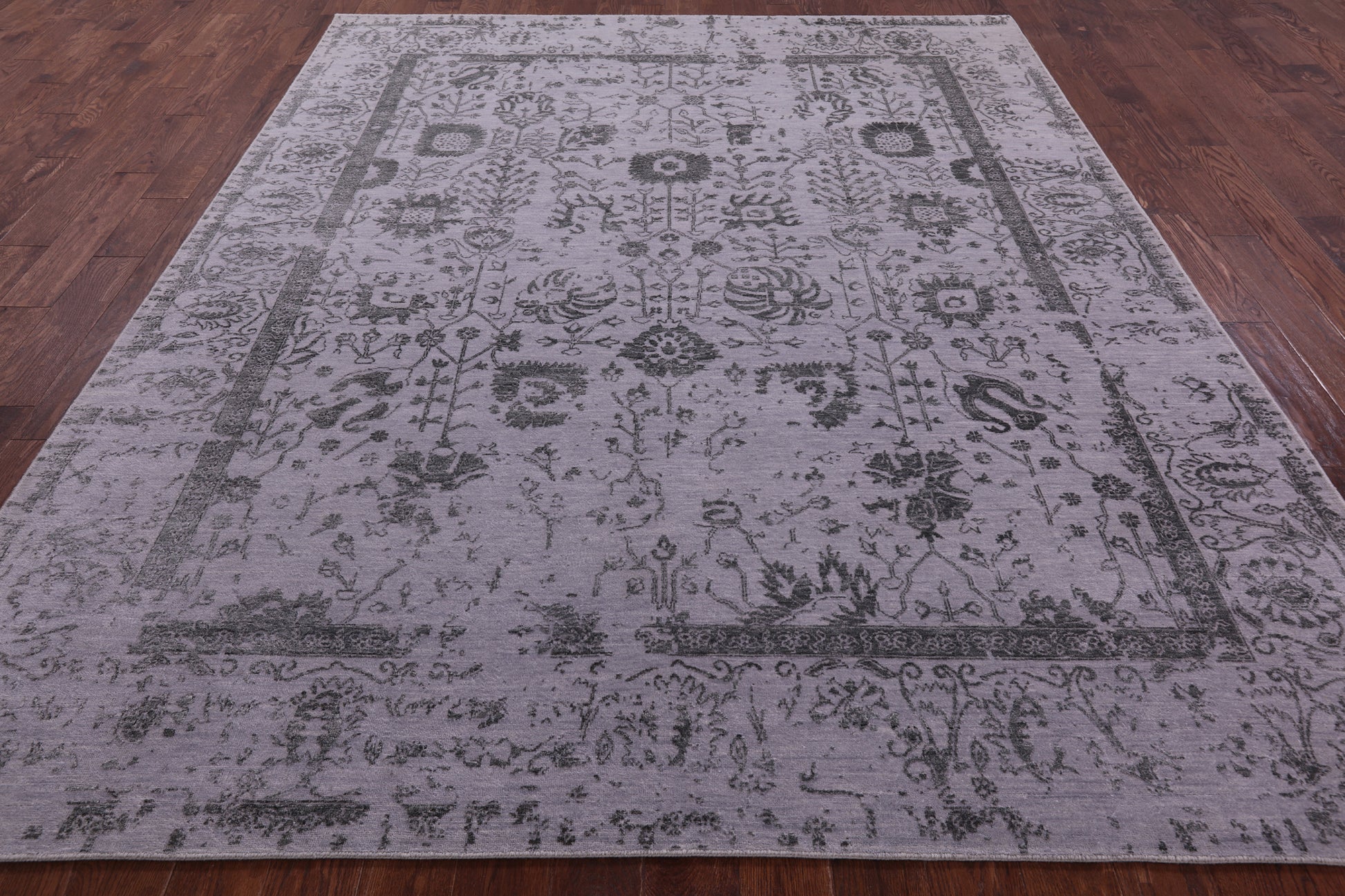 Grey Persian Tabriz Handmade Wool & Silk Rug - 8' 1" X 10' 0" - Golden Nile