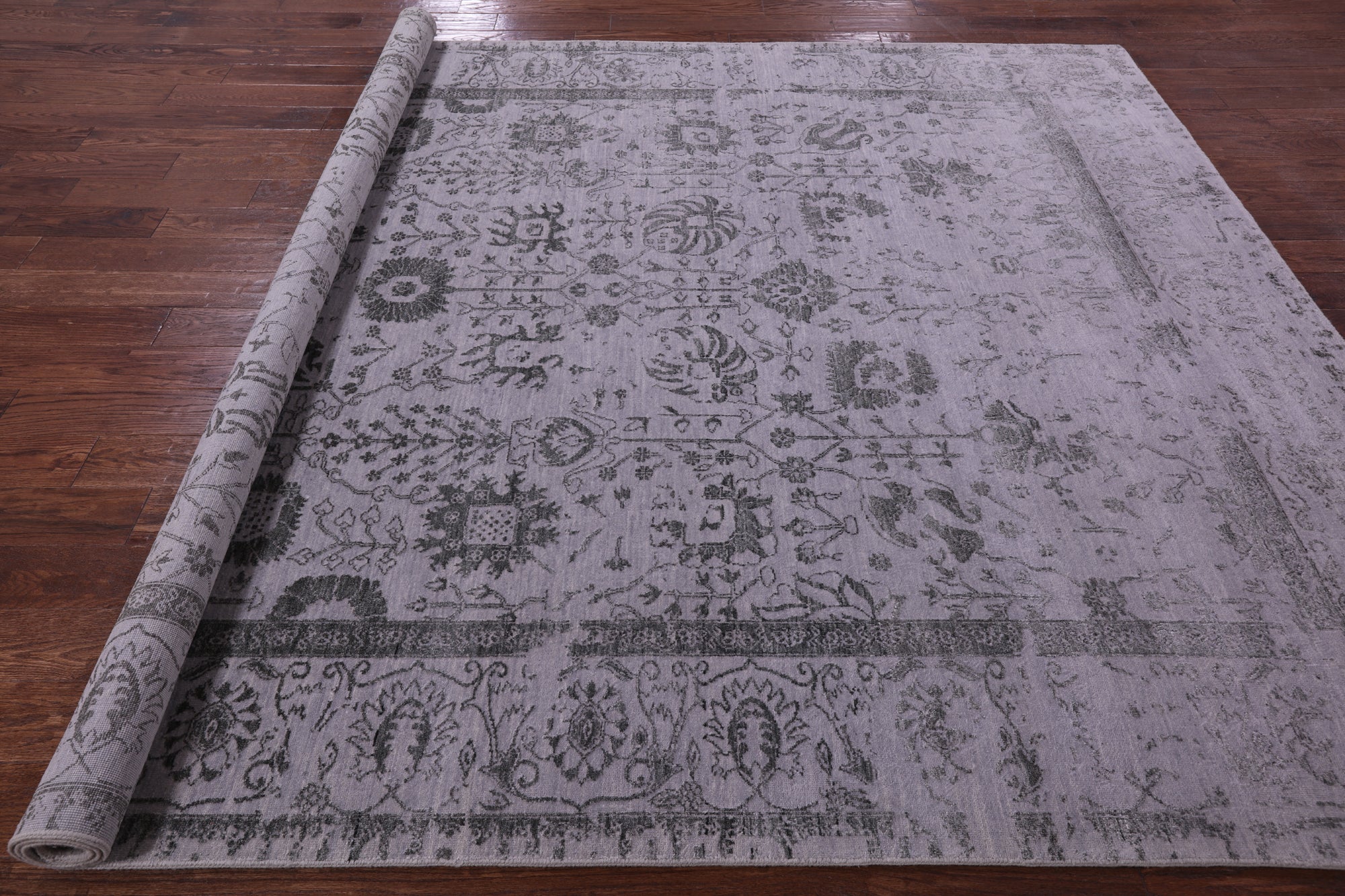 Grey Persian Tabriz Handmade Wool & Silk Rug - 8' 1" X 10' 0" - Golden Nile