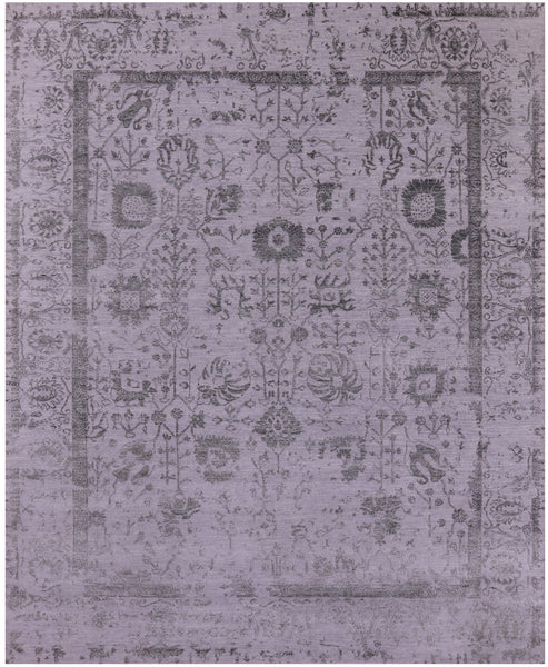 Grey Persian Tabriz Handmade Wool & Silk Rug - 8' 1" X 10' 0" - Golden Nile