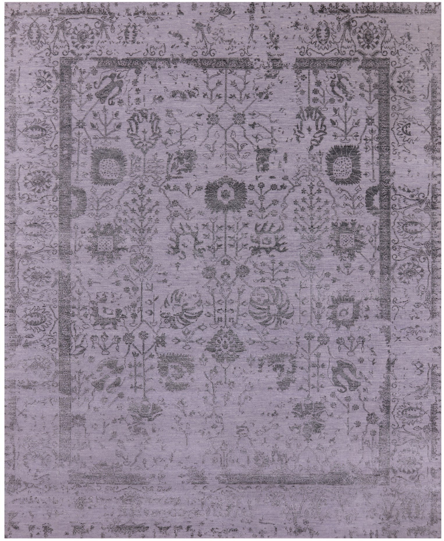 Grey Persian Tabriz Handmade Wool & Silk Rug - 8' 1" X 10' 0" - Golden Nile
