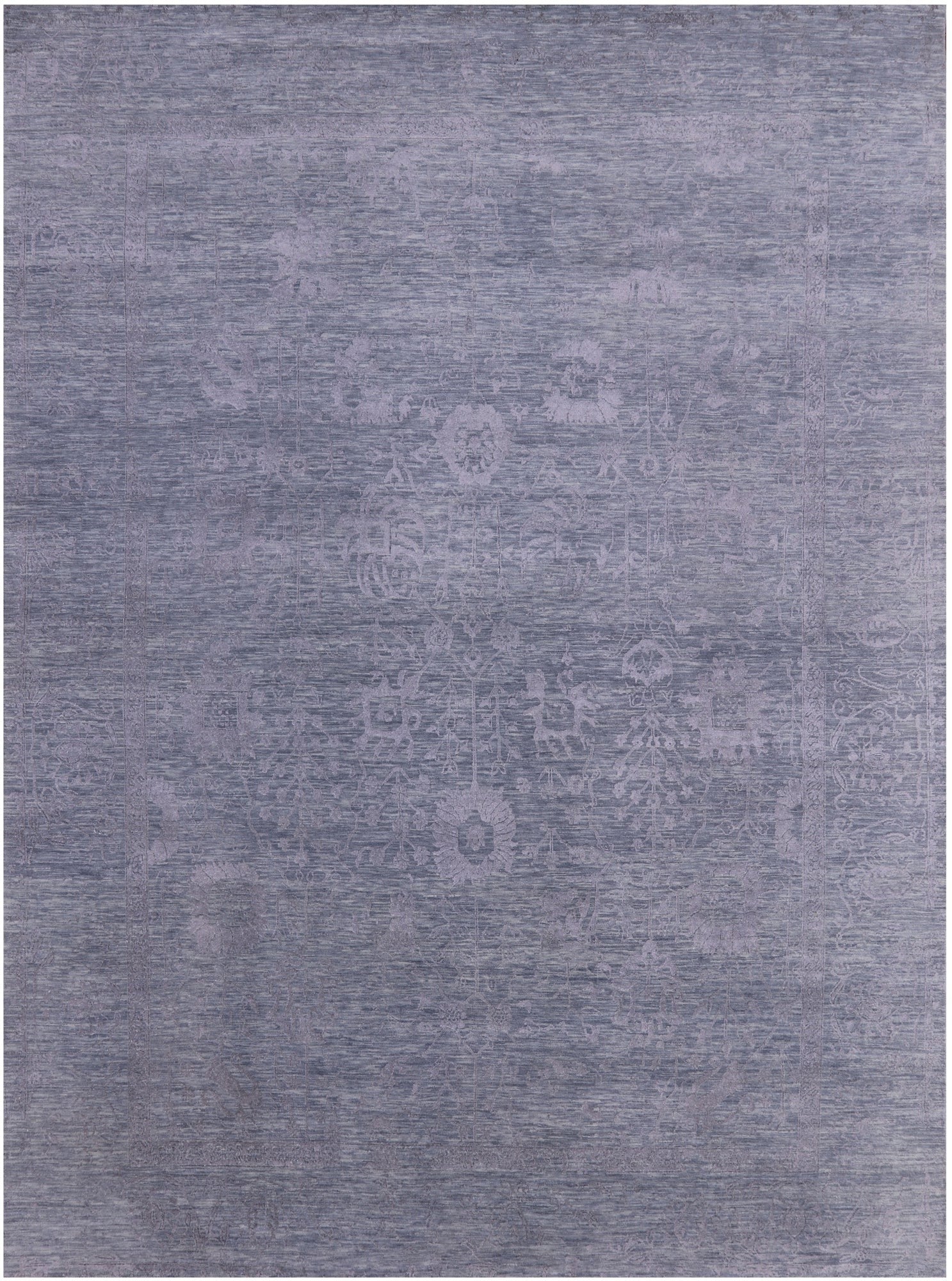 Grey Persian Tabriz Hand Knotted Wool & Silk Rug - 9' 0" X 12' 0" - Golden Nile