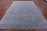 Grey Persian Tabriz Hand Knotted Wool & Silk Rug - 9' 0" X 12' 0" - Golden Nile