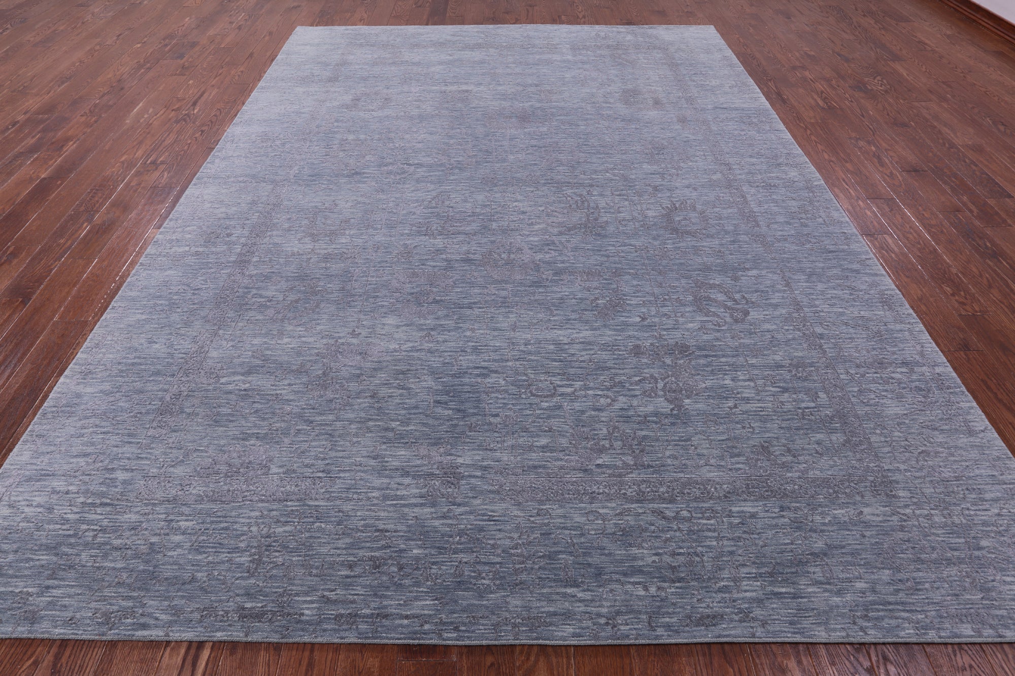 Grey Persian Tabriz Hand Knotted Wool & Silk Rug - 9' 0" X 12' 0" - Golden Nile