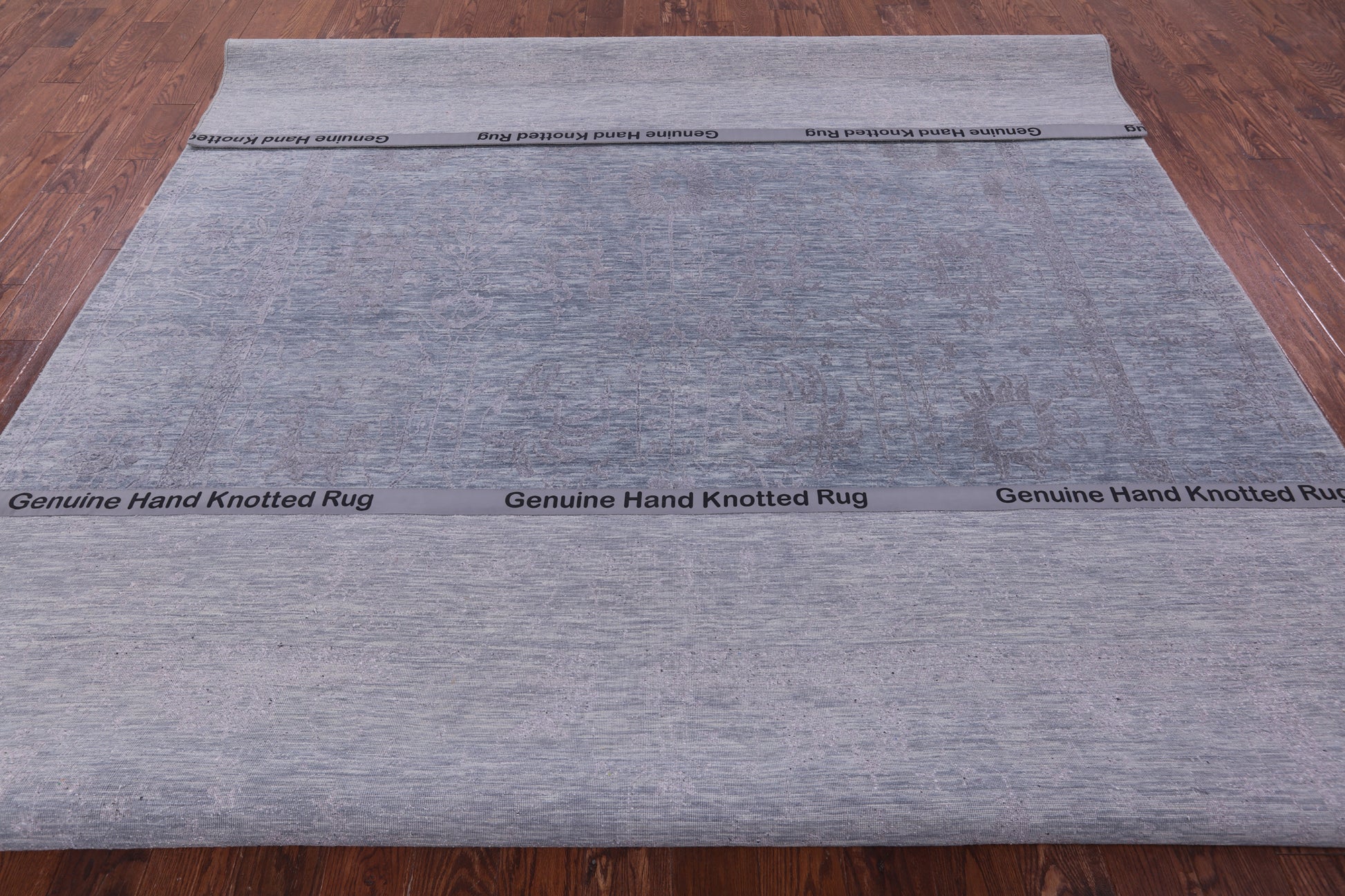 Grey Persian Tabriz Hand Knotted Wool & Silk Rug - 9' 0" X 12' 0" - Golden Nile