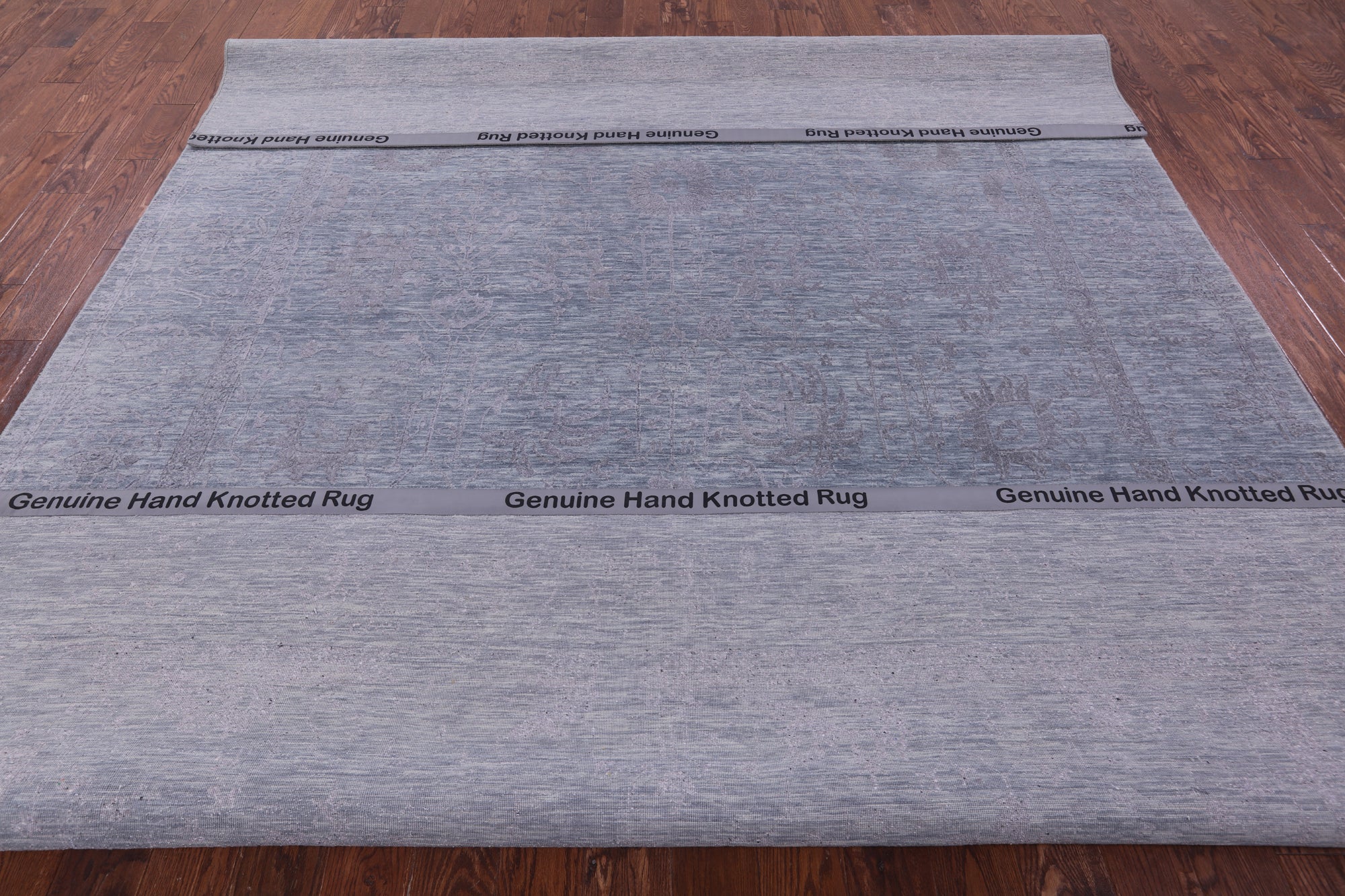 Grey Persian Tabriz Hand Knotted Wool & Silk Rug - 9' 0" X 12' 0" - Golden Nile
