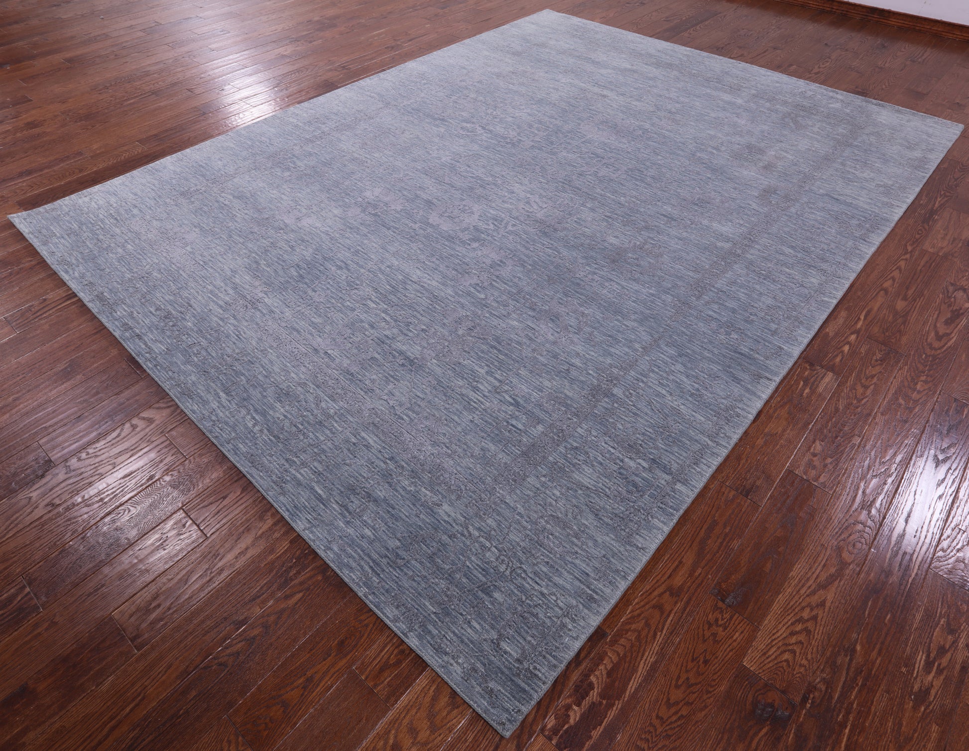 Grey Persian Tabriz Hand Knotted Wool & Silk Rug - 9' 0" X 12' 0" - Golden Nile