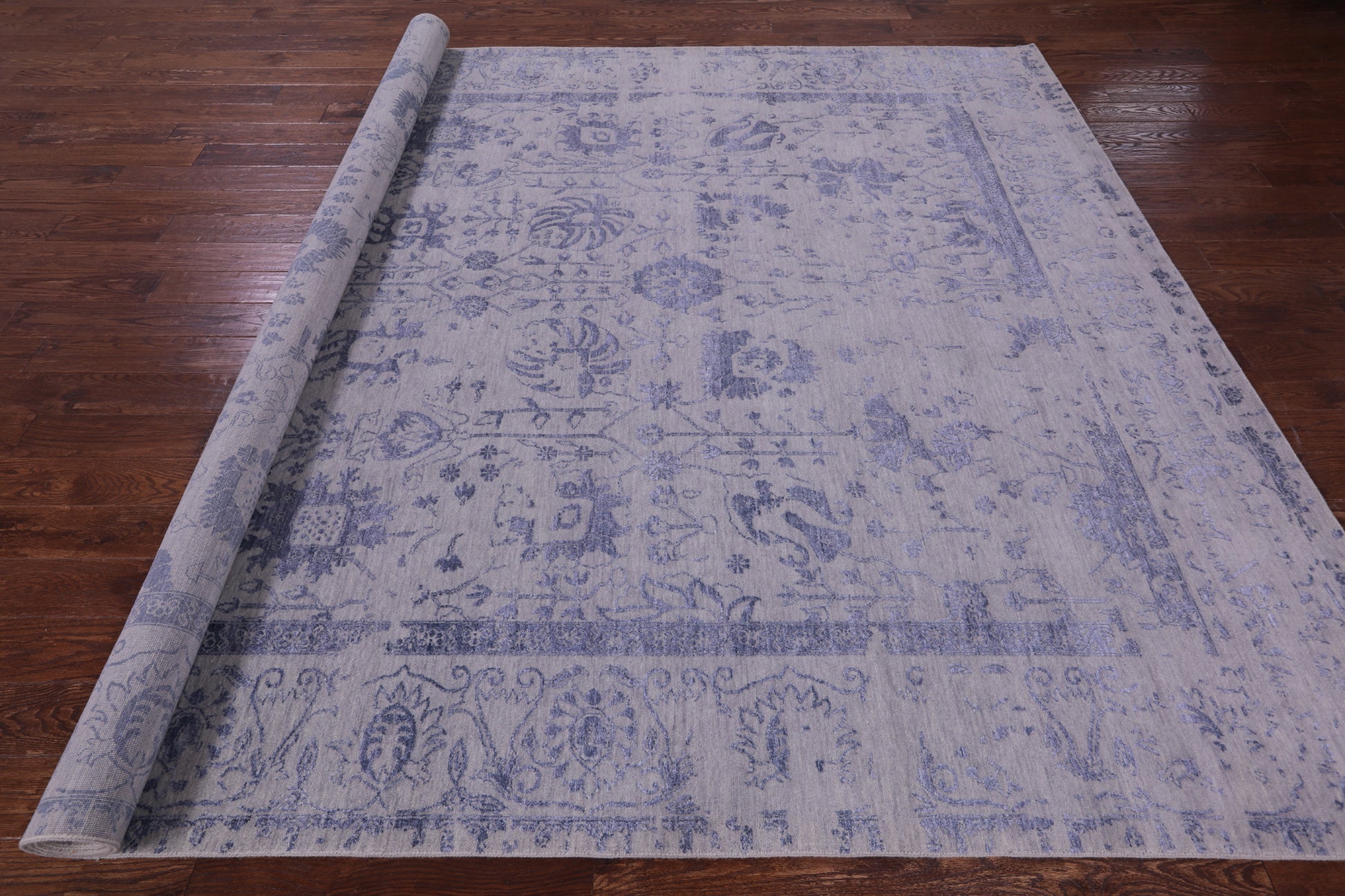 Grey Persian Tabriz Hand Knotted Wool & Silk Rug - 8' 11" X 12' 1" - Golden Nile