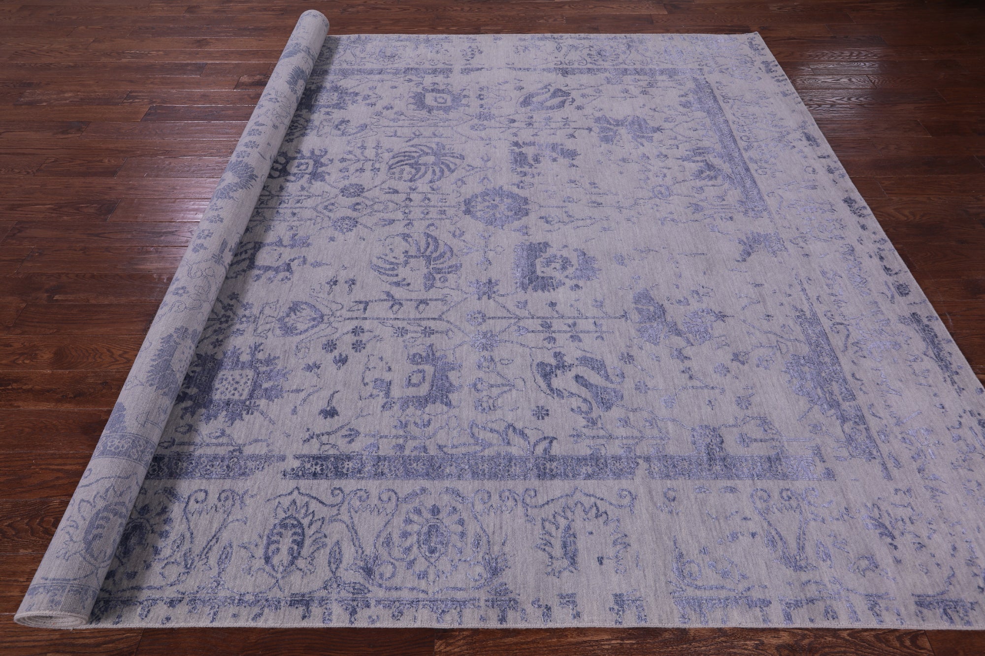 Grey Persian Tabriz Hand Knotted Wool & Silk Rug - 8' 11" X 12' 1" - Golden Nile