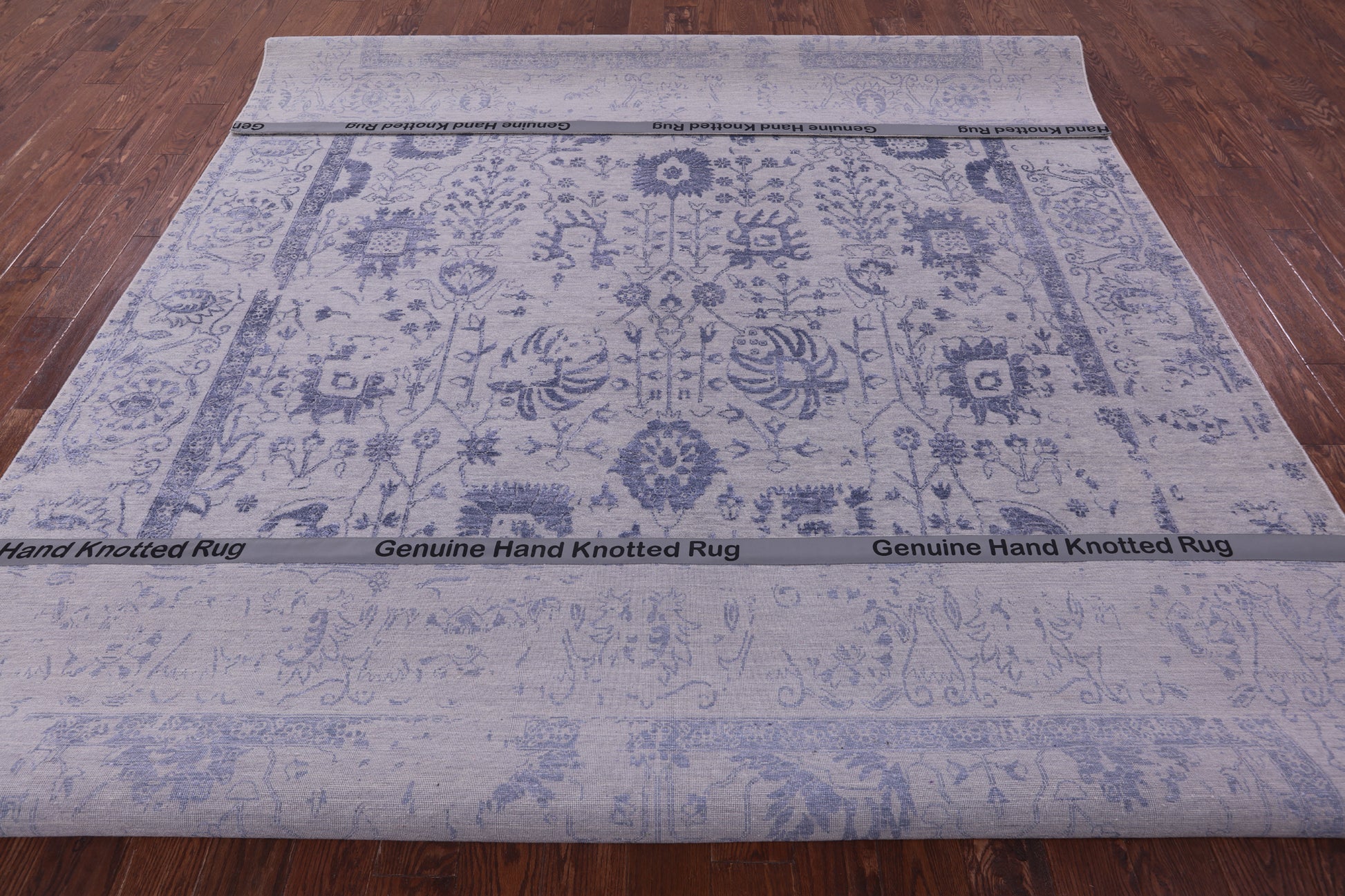Grey Persian Tabriz Hand Knotted Wool & Silk Rug - 8' 11" X 12' 1" - Golden Nile