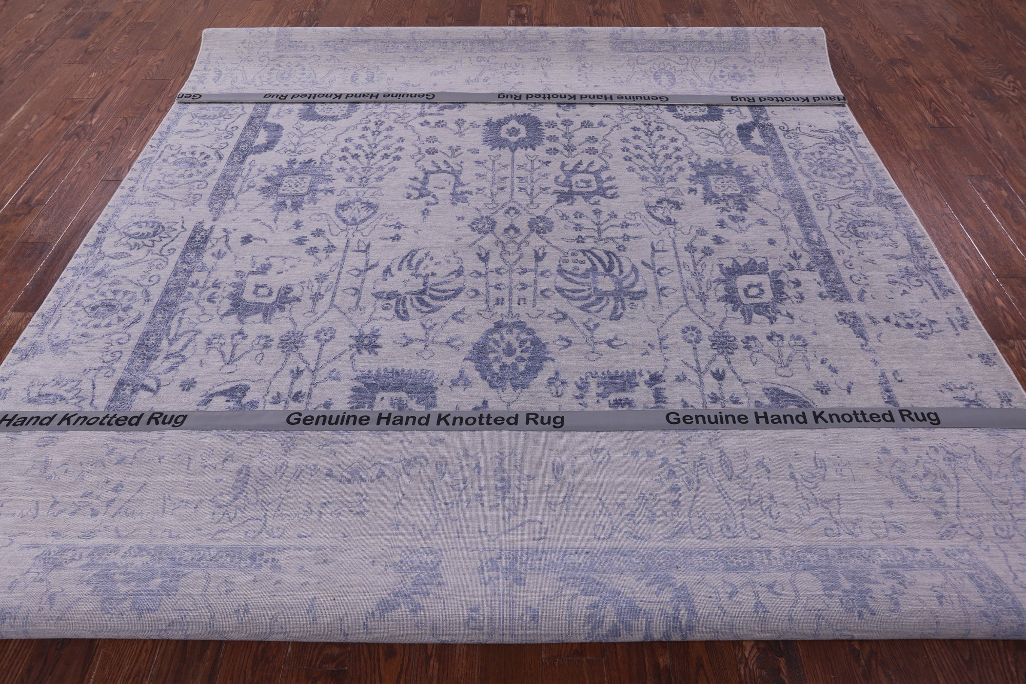 Grey Persian Tabriz Hand Knotted Wool & Silk Rug - 8' 11" X 12' 1" - Golden Nile