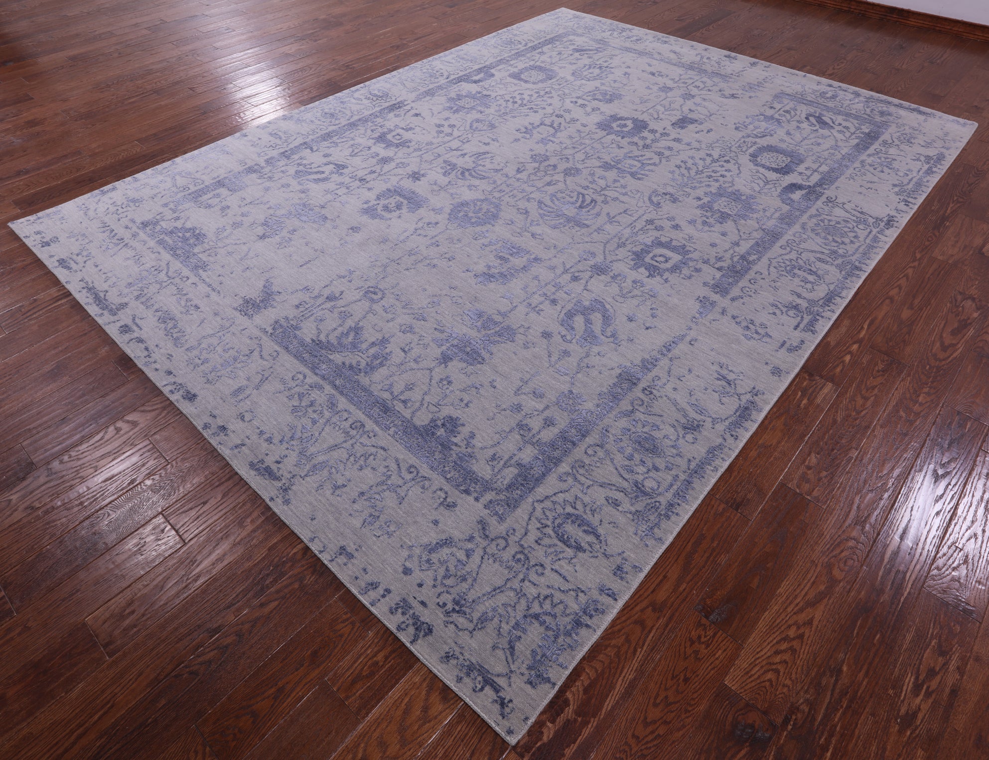 Grey Persian Tabriz Hand Knotted Wool & Silk Rug - 8' 11" X 12' 1" - Golden Nile