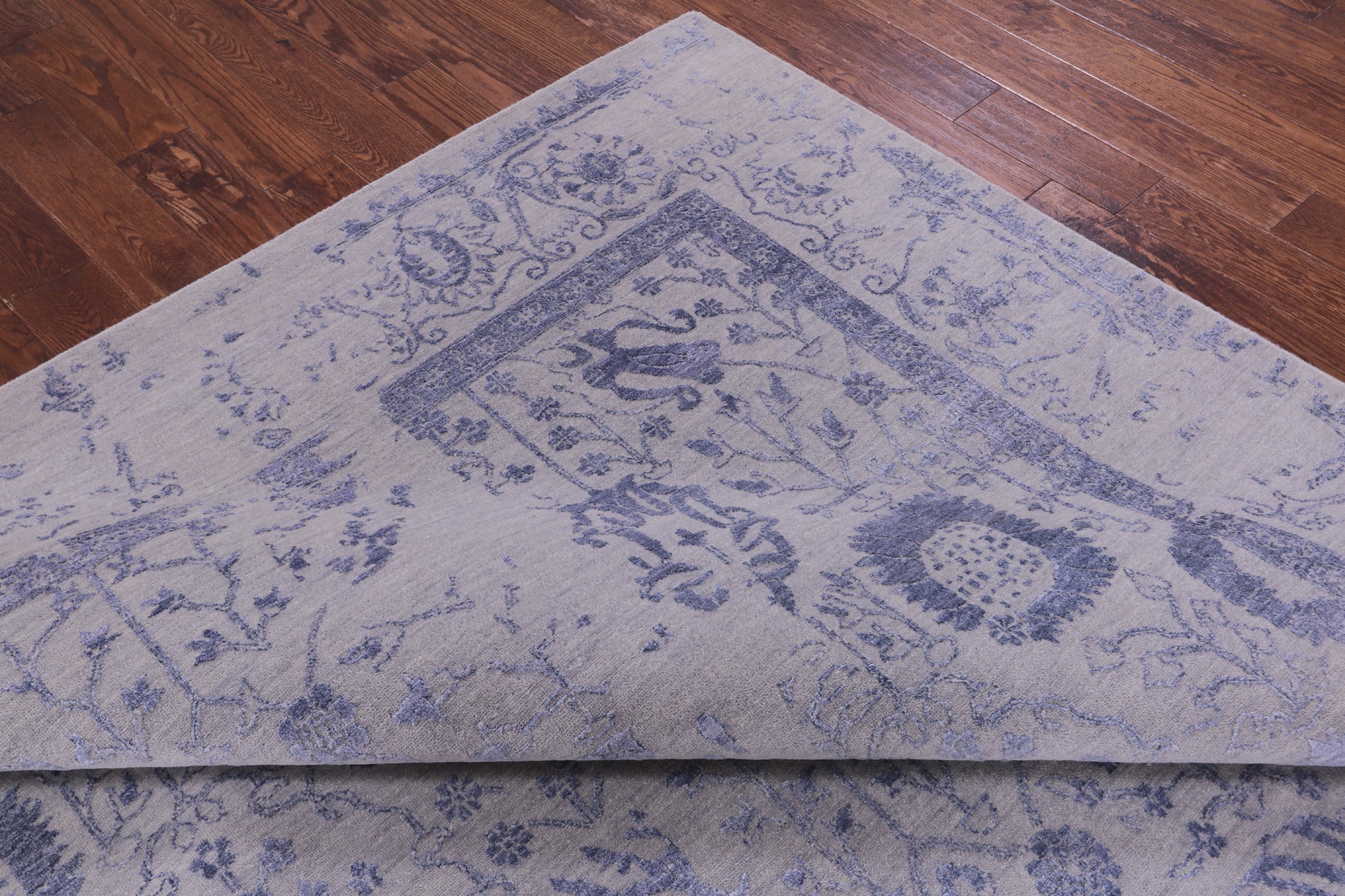 Grey Persian Tabriz Hand Knotted Wool & Silk Rug - 8' 11" X 12' 1" - Golden Nile