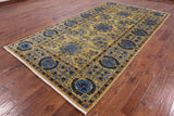 Gold William Morris Hand Knotted Wool Area Rug - 6' 3" X 11' 4" - Golden Nile