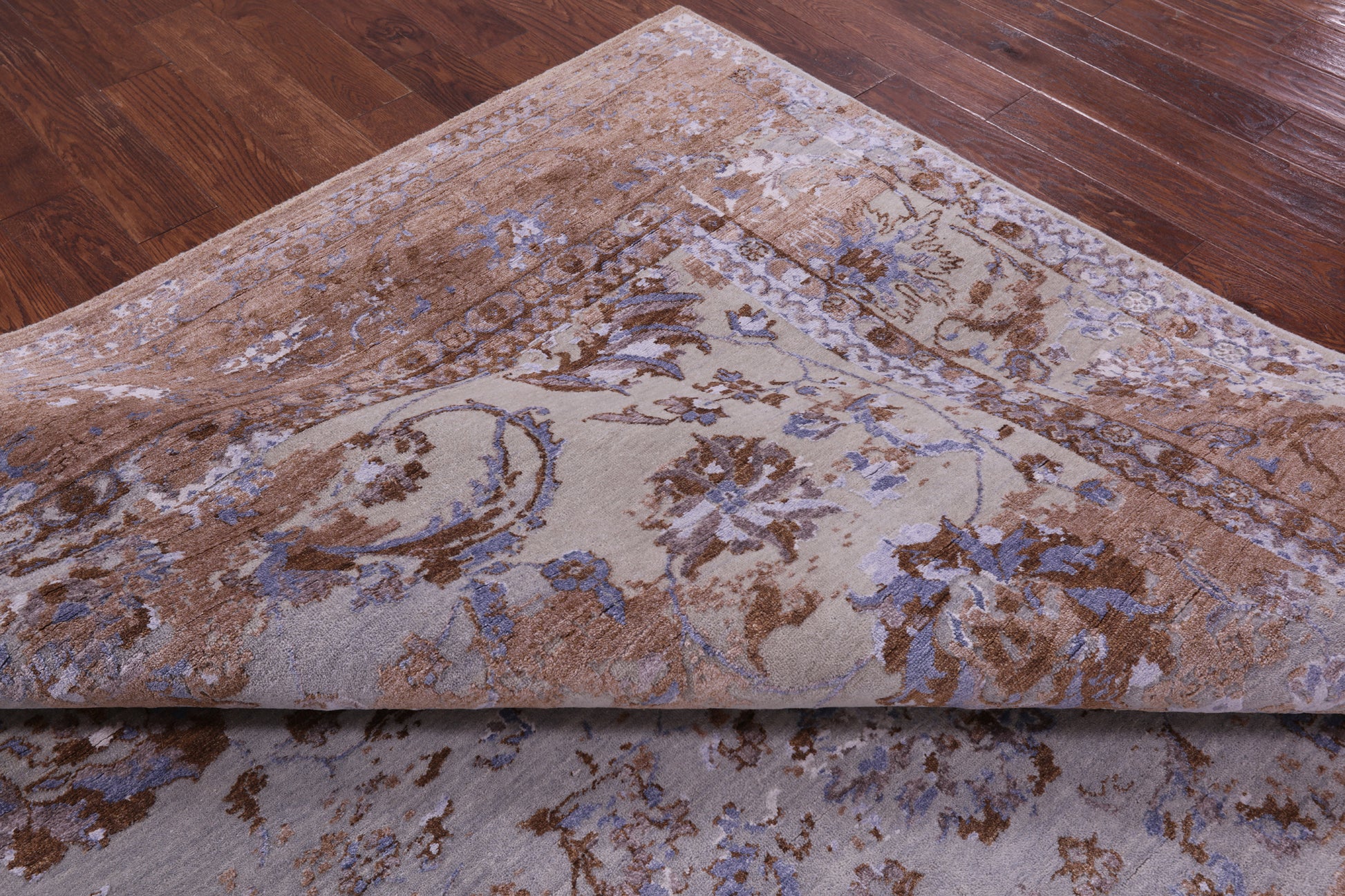 Grey Persian Hand Knotted Wool & Silk Rug - 8' 11" X 11' 8" - Golden Nile