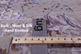 Grey Persian Hand Knotted Wool & Silk Rug - 8' 11" X 11' 8" - Golden Nile
