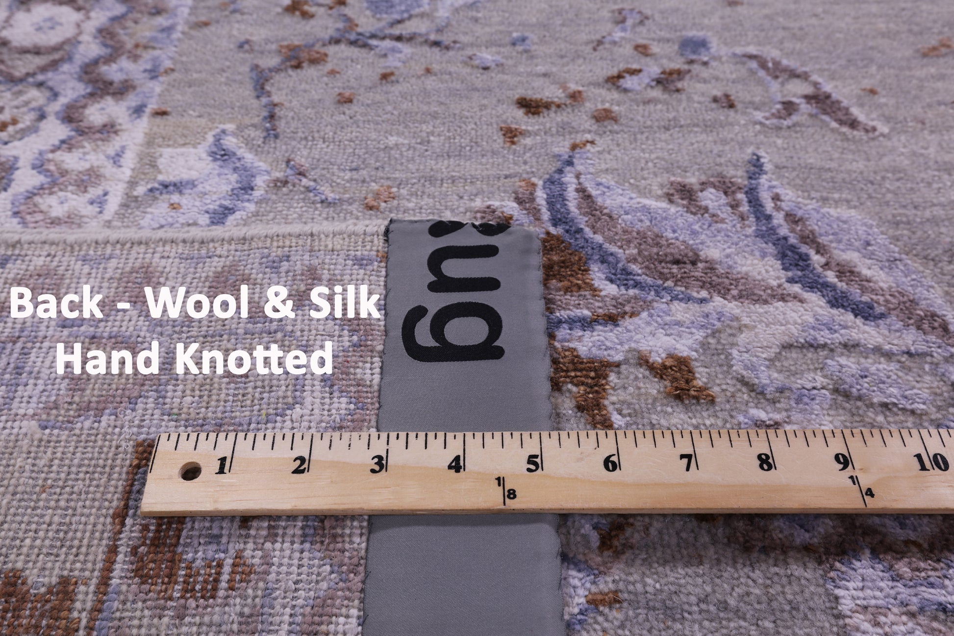 Grey Persian Hand Knotted Wool & Silk Rug - 8' 11" X 11' 8" - Golden Nile