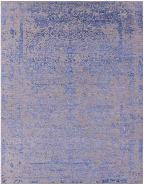 Grey Persian Tabriz Hand Knotted Wool & Silk Rug - 9' 0" X 11' 10" - Golden Nile