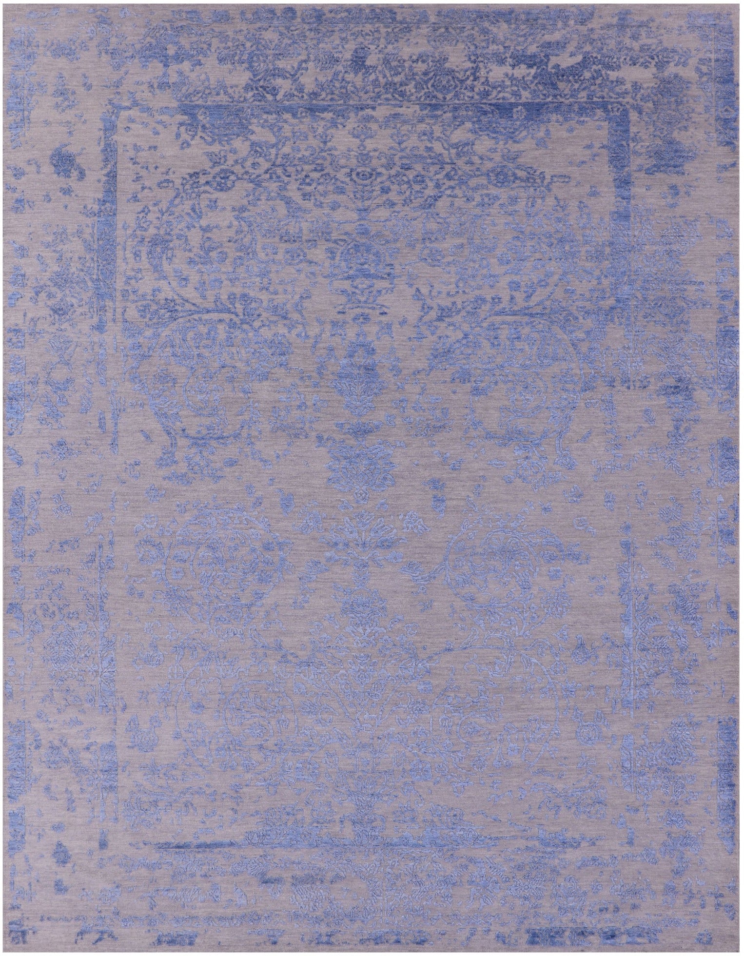 Grey Persian Tabriz Hand Knotted Wool & Silk Rug - 9' 0" X 11' 10" - Golden Nile