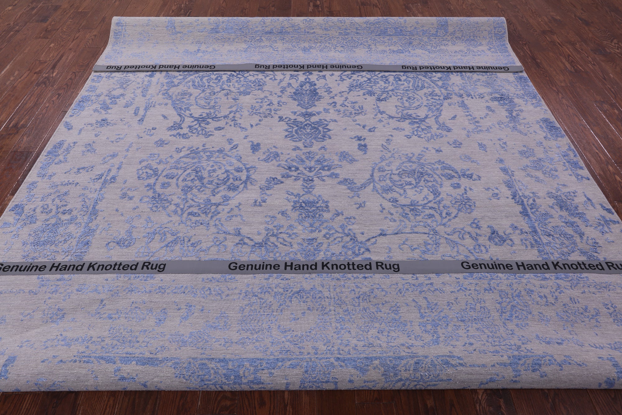 Grey Persian Tabriz Hand Knotted Wool & Silk Rug - 9' 0" X 11' 10" - Golden Nile