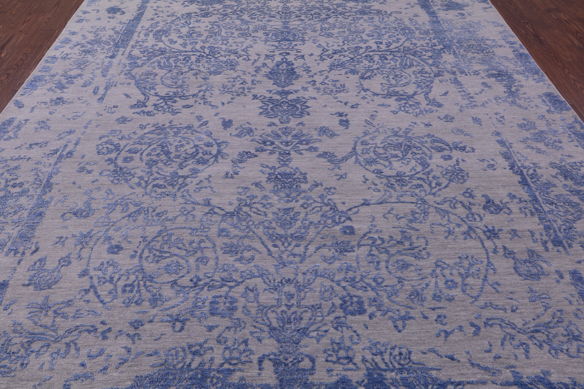Grey Persian Tabriz Hand Knotted Wool & Silk Rug - 9' 0" X 11' 10" - Golden Nile