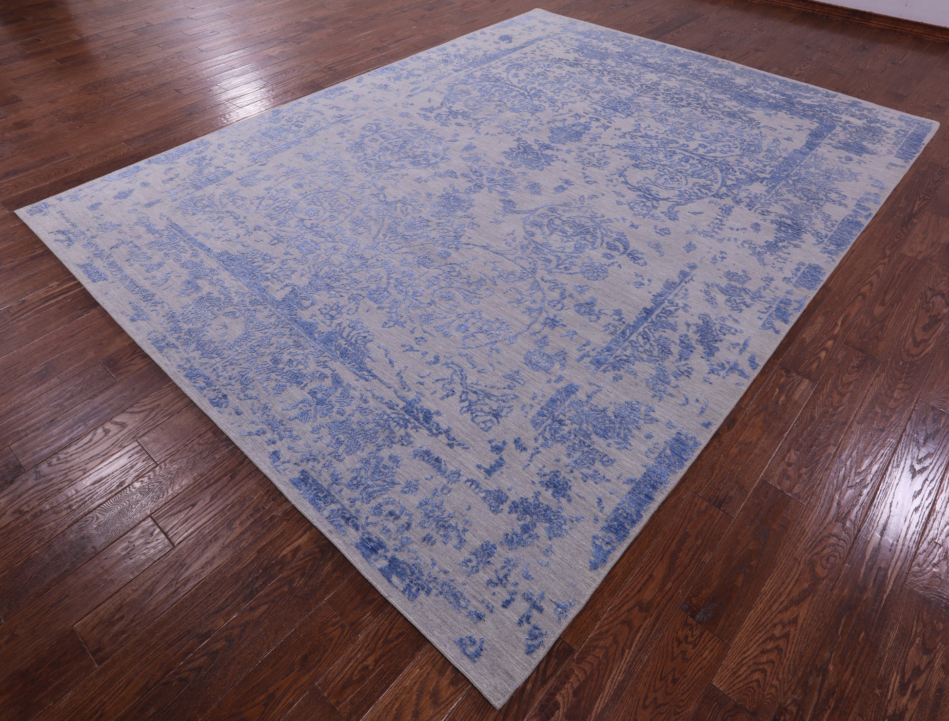 Grey Persian Tabriz Hand Knotted Wool & Silk Rug - 9' 0" X 11' 10" - Golden Nile