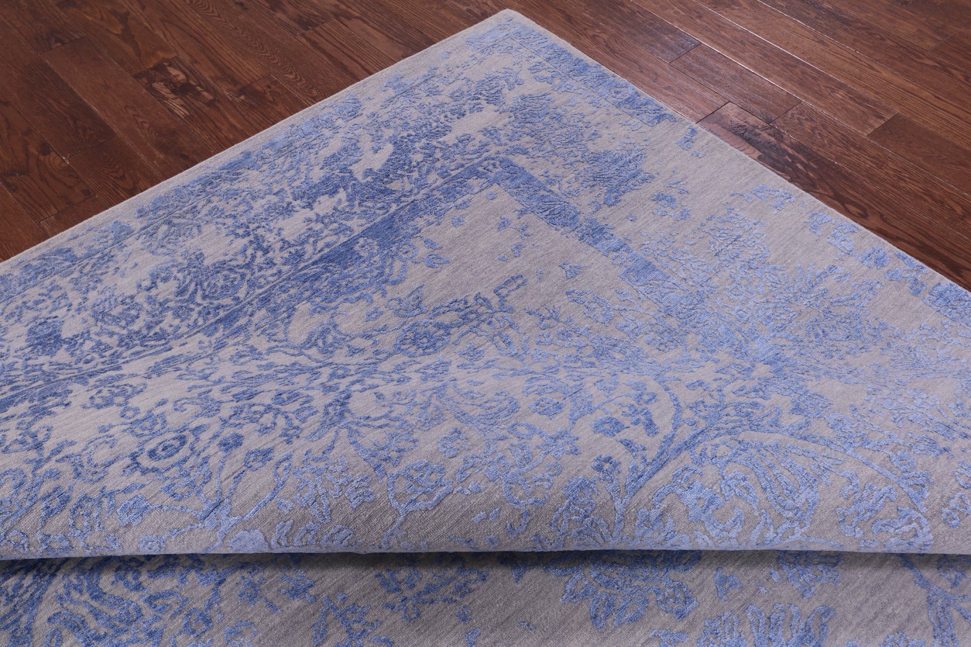 Grey Persian Tabriz Hand Knotted Wool & Silk Rug - 9' 0" X 11' 10" - Golden Nile