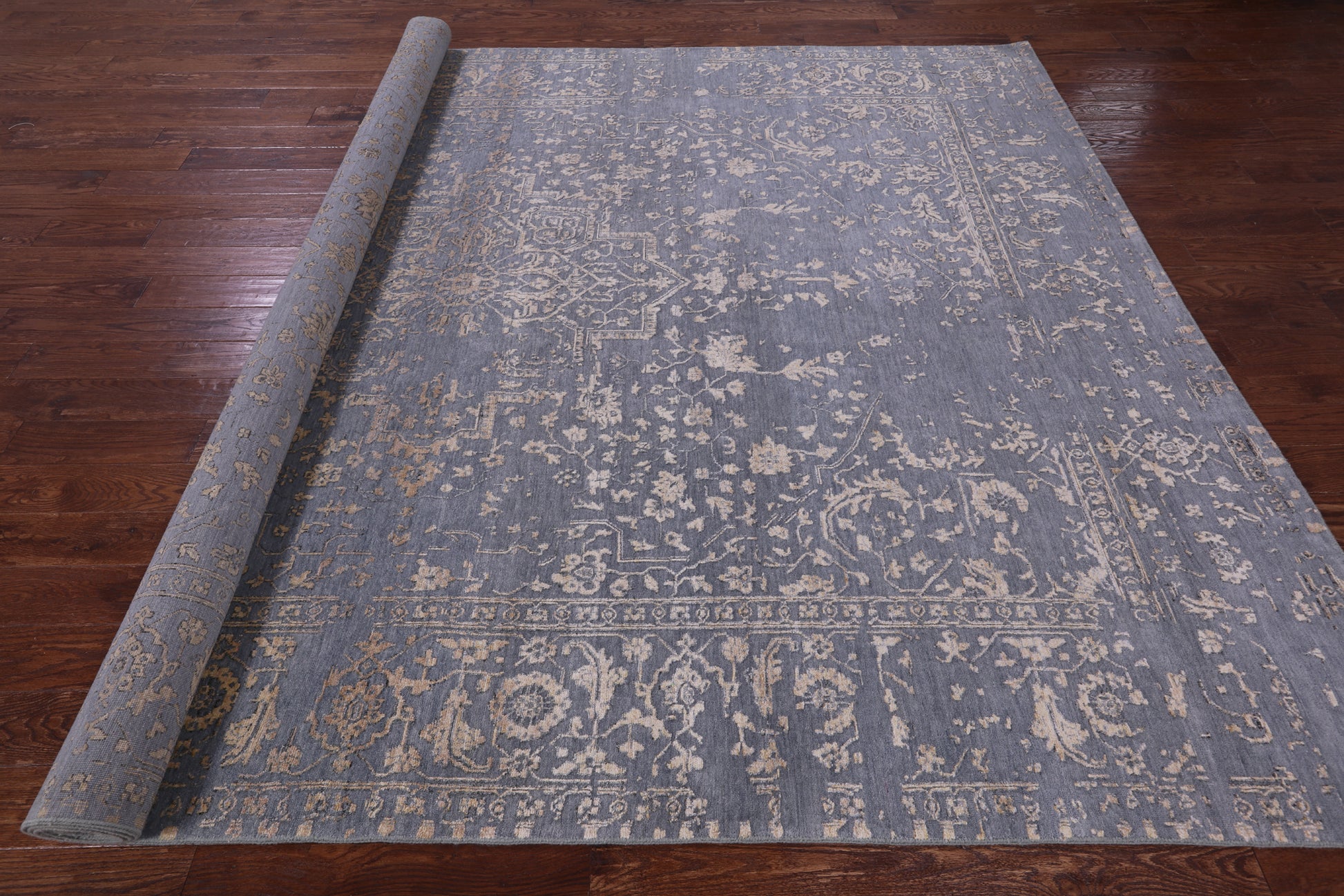 Persian Fine Serapi Hand Knotted Wool & Silk Rug - 8' 10" X 12' 1" - Golden Nile
