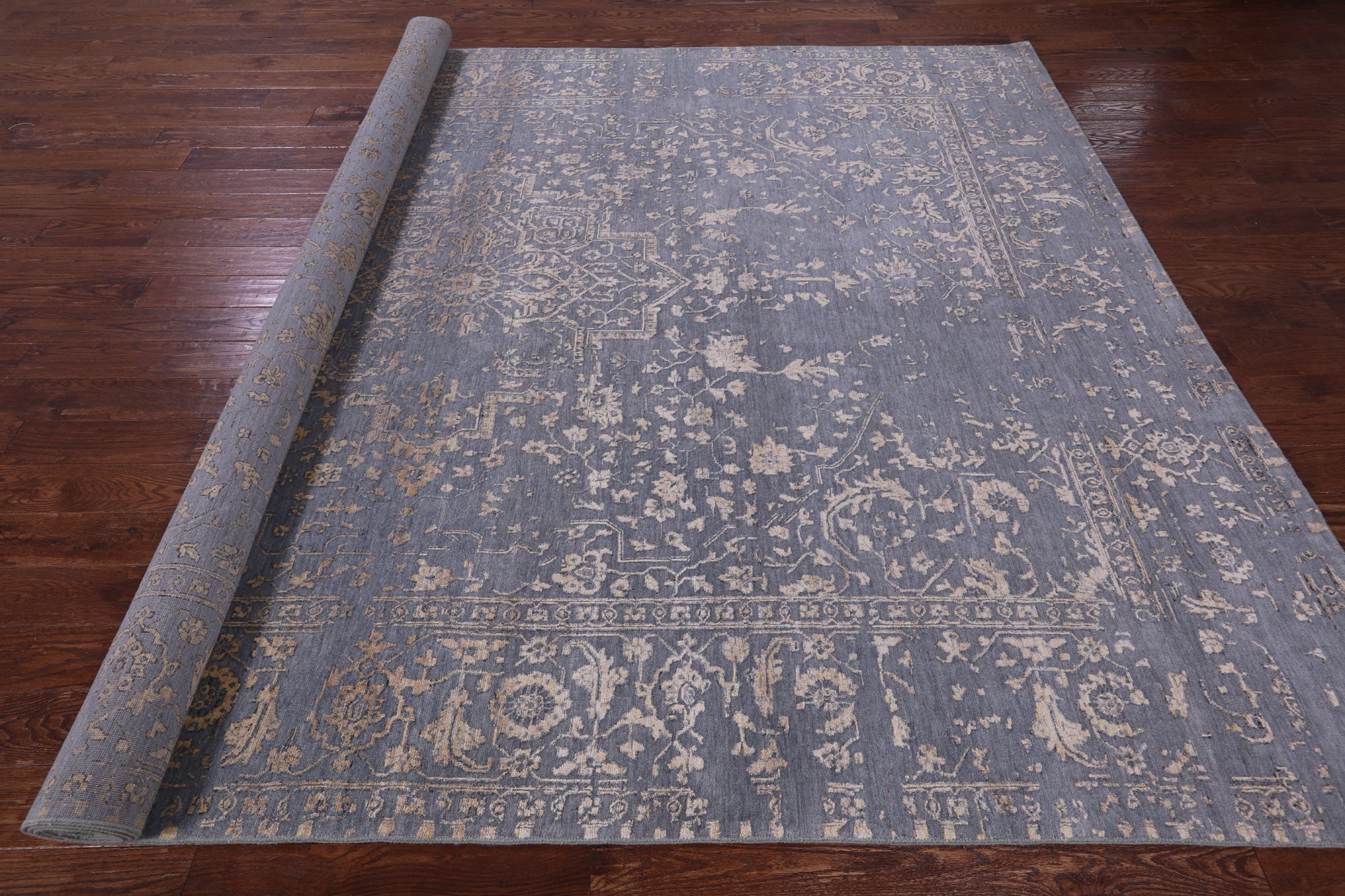 Persian Fine Serapi Hand Knotted Wool & Silk Rug - 8' 10" X 12' 1" - Golden Nile