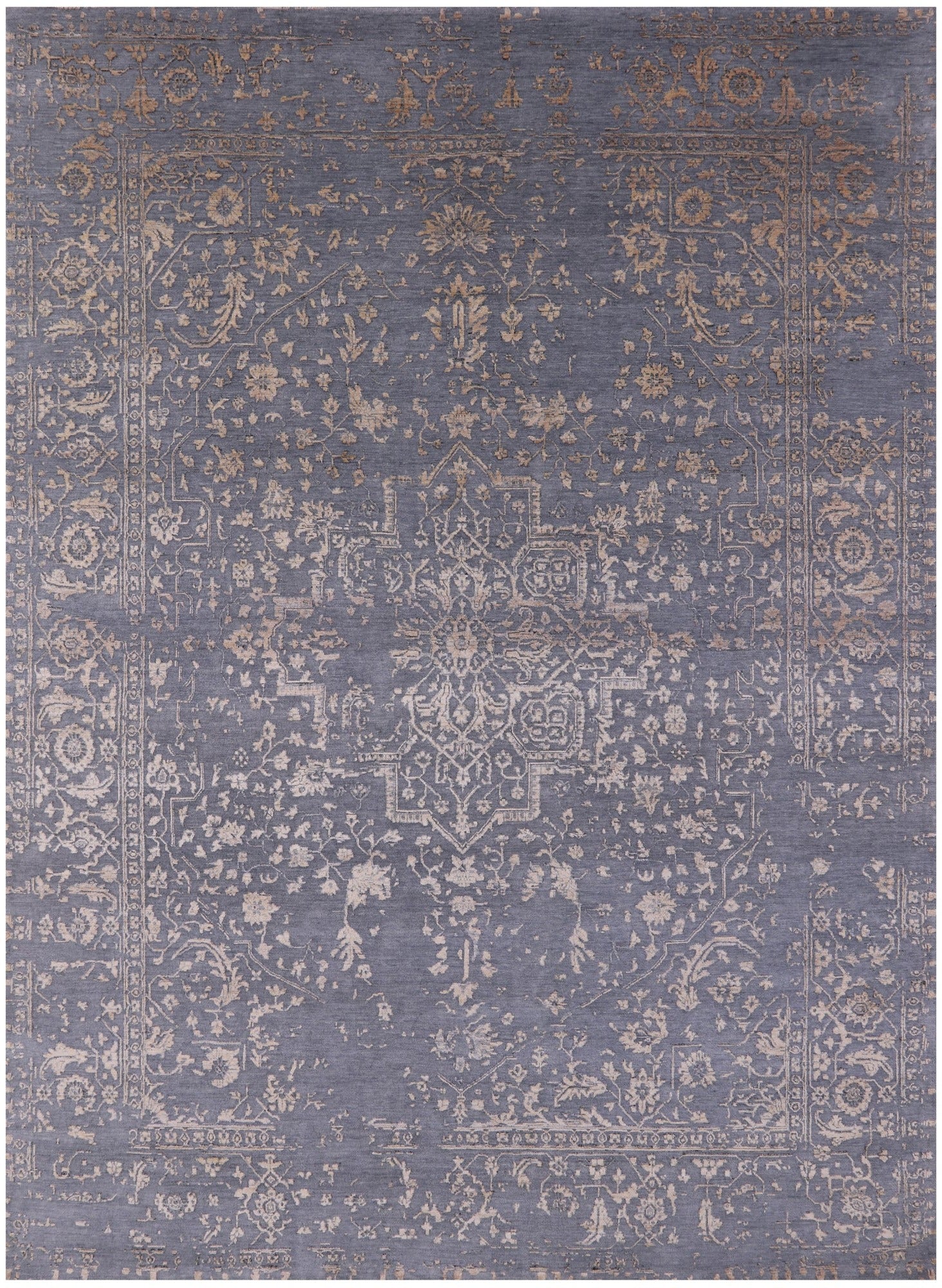 Persian Fine Serapi Hand Knotted Wool & Silk Rug - 8' 10" X 12' 1" - Golden Nile