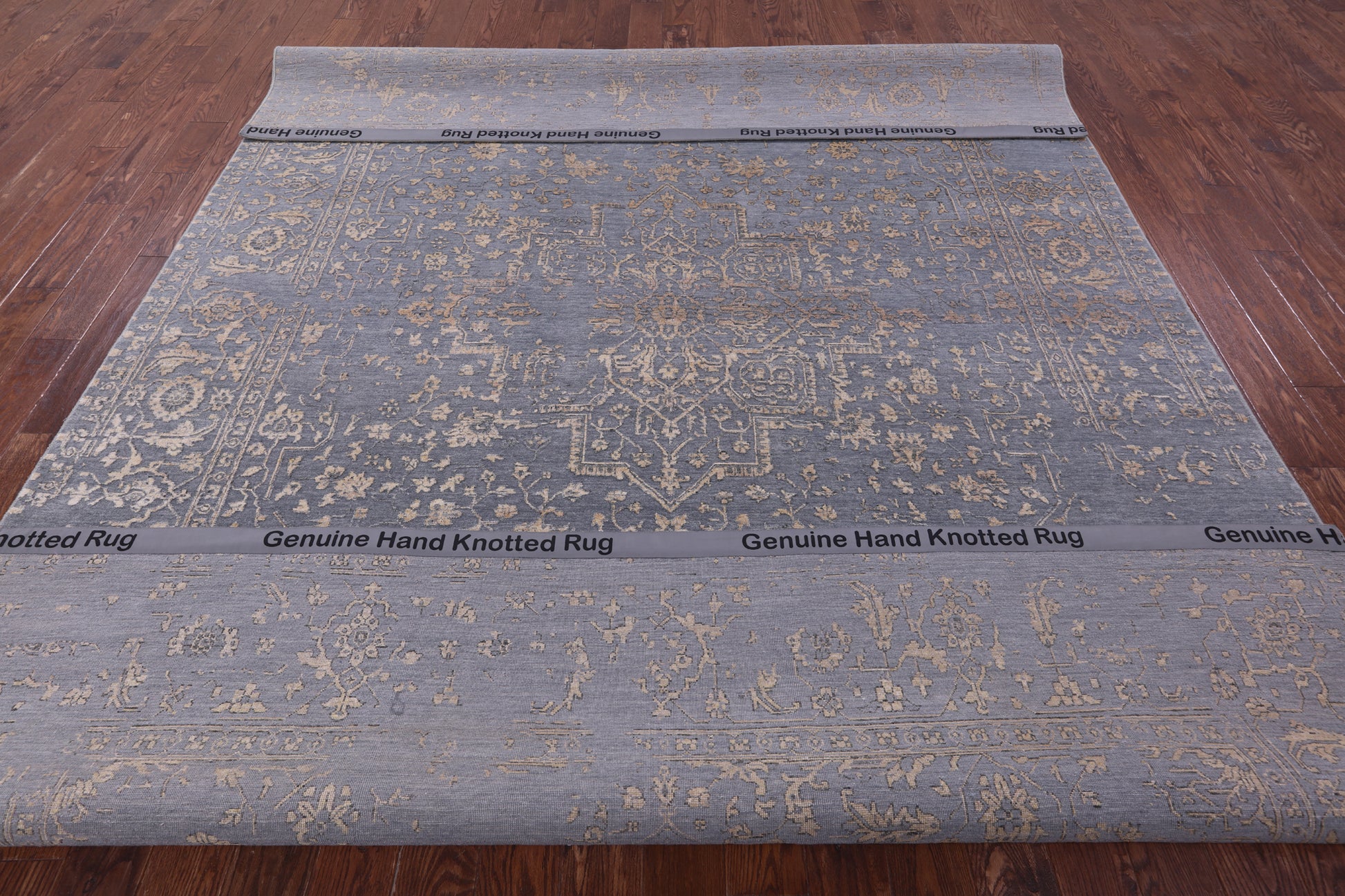Persian Fine Serapi Hand Knotted Wool & Silk Rug - 8' 10" X 12' 1" - Golden Nile